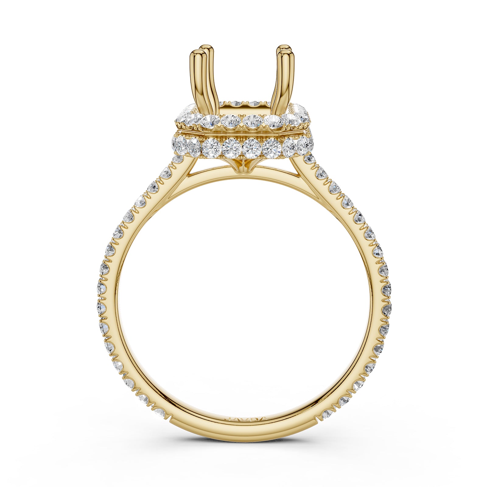 Double Halo Semi Mount Lab Grown Diamond Engagement Ring 0.53 Ct.