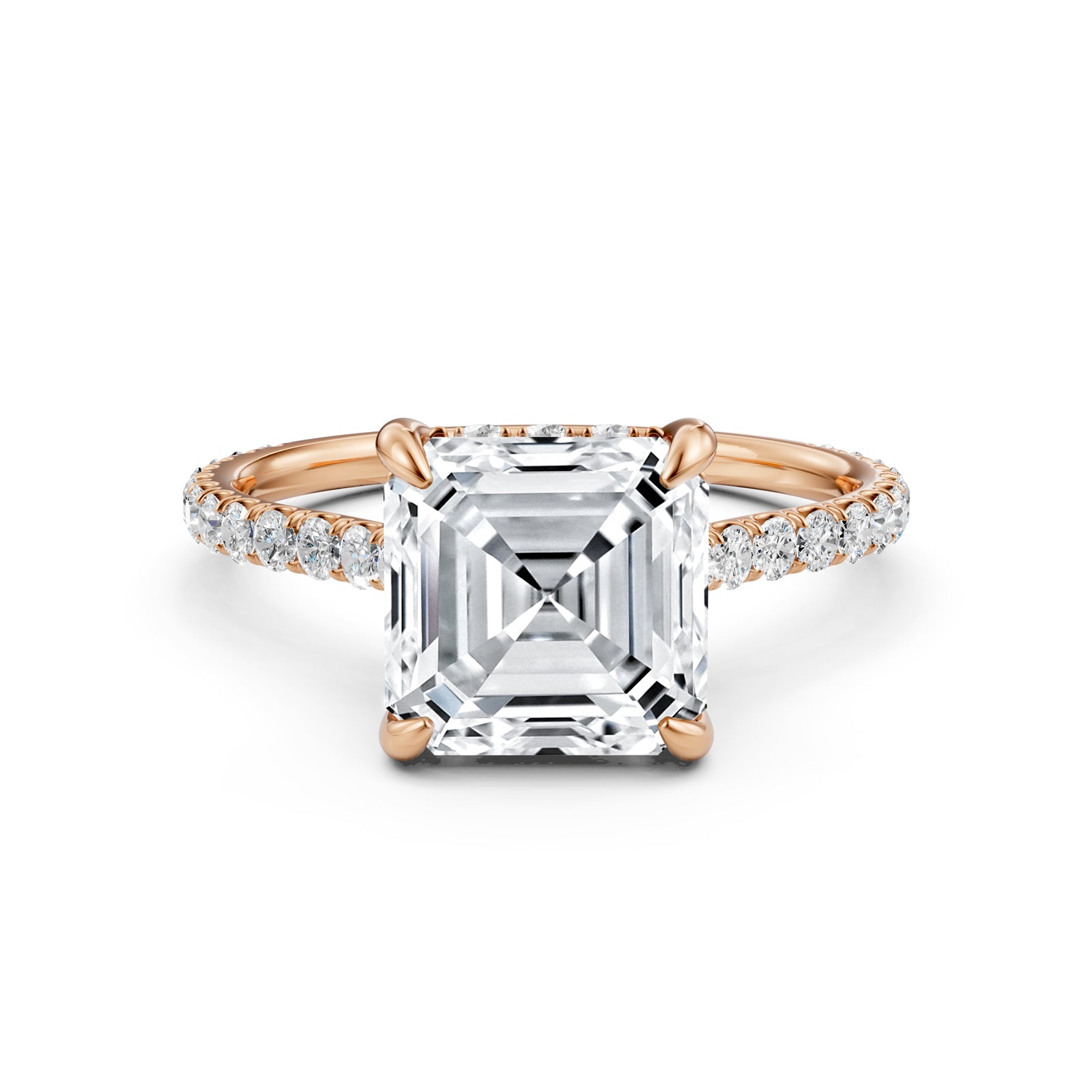 Hidden Halo U Pave Set Lab Grown Diamond Engagement Ring IGI Certified 2.47 Ctw.