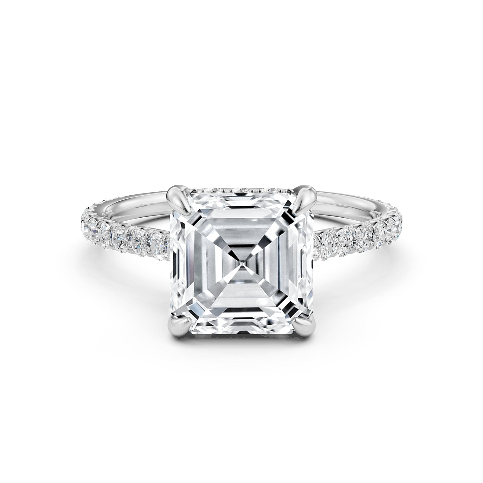 Hidden Halo U Pave Set Lab Grown Diamond Engagement Ring IGI Certified 2.47 Ctw.