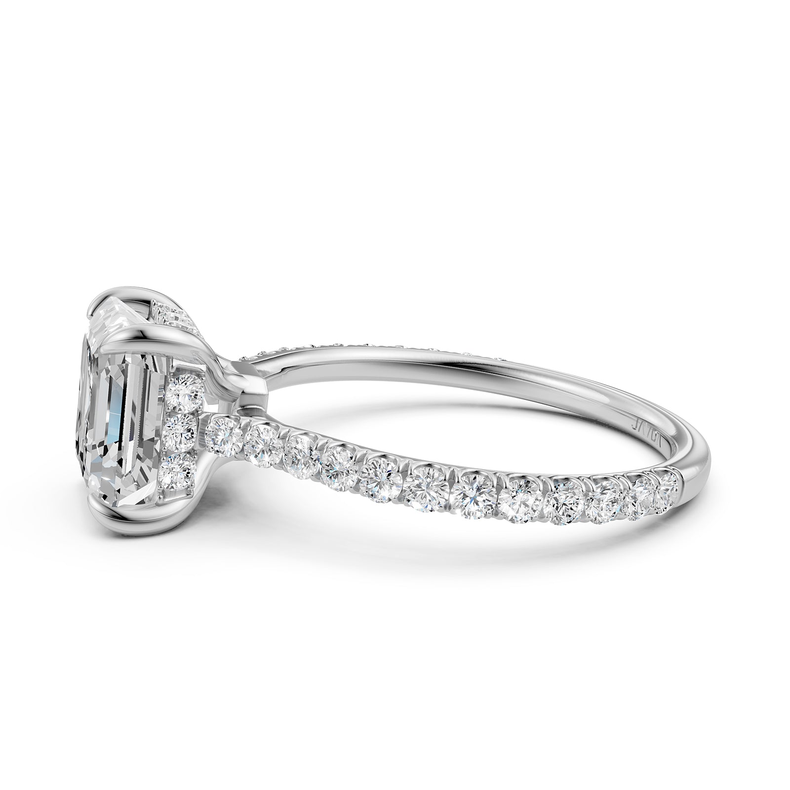 Hidden Halo U Pave Set Lab Grown Diamond Engagement Ring IGI Certified 2.47 Ctw.