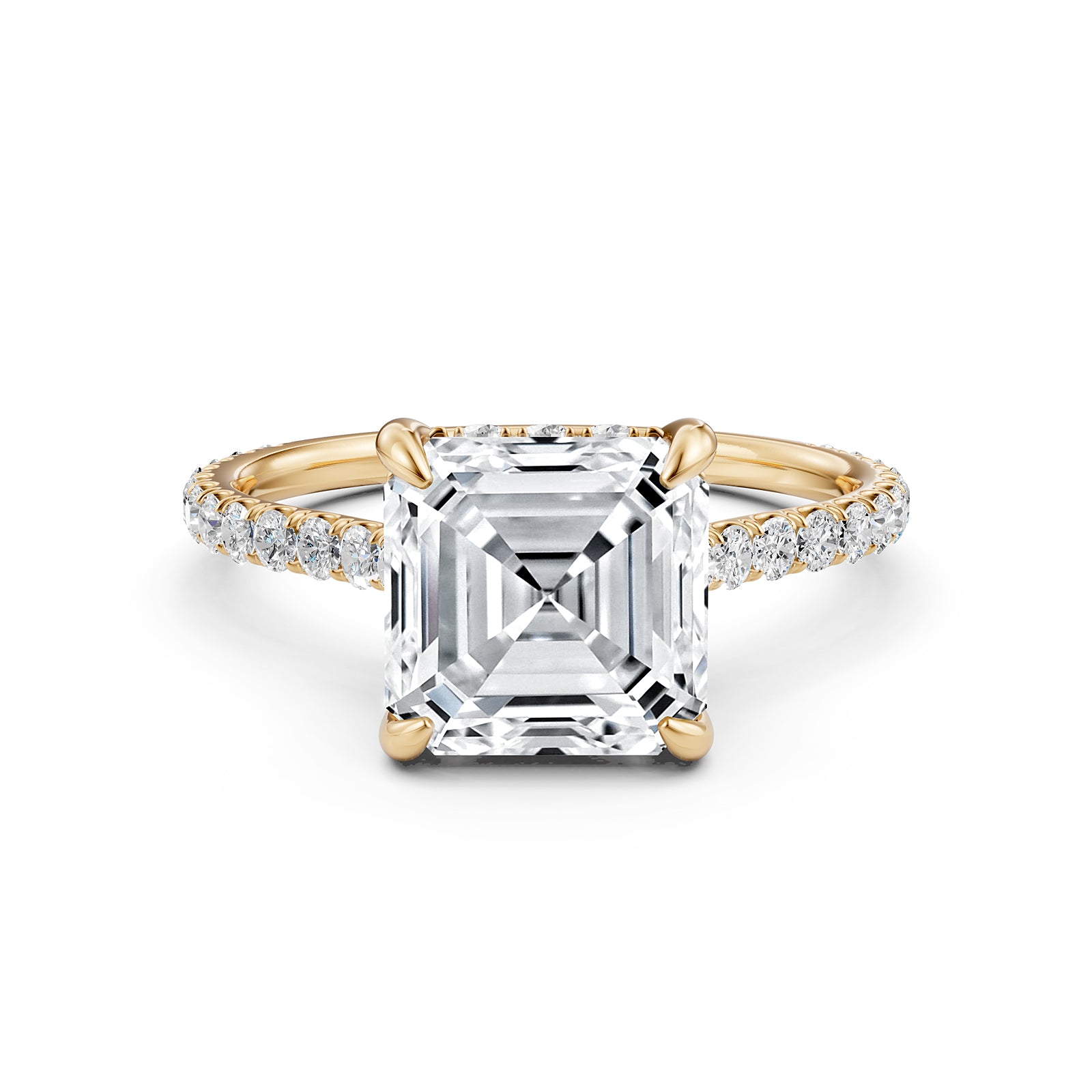 Hidden Halo U Pave Set Lab Grown Diamond Engagement Ring IGI Certified 2.47 Ctw.