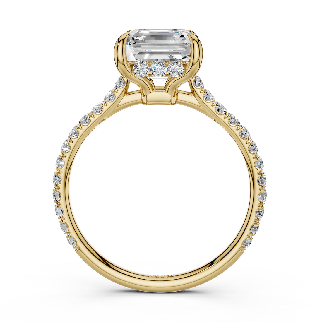 Hidden Halo french U Cut Pave Set Asscher Lab Grown Diamond Engagement Ring