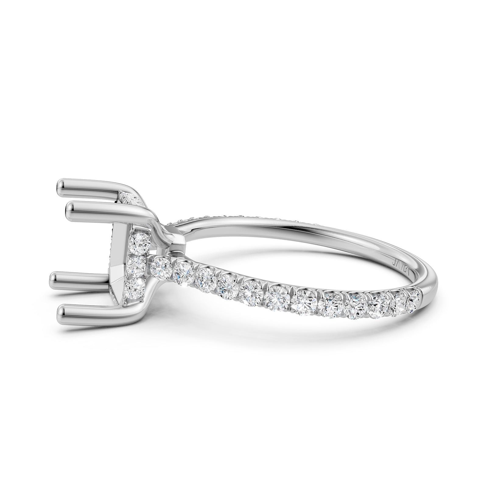 Hidden Halo U Pave Set Semi Mount Lab Grown Diamond Engagement Ring 0.47 Ct.