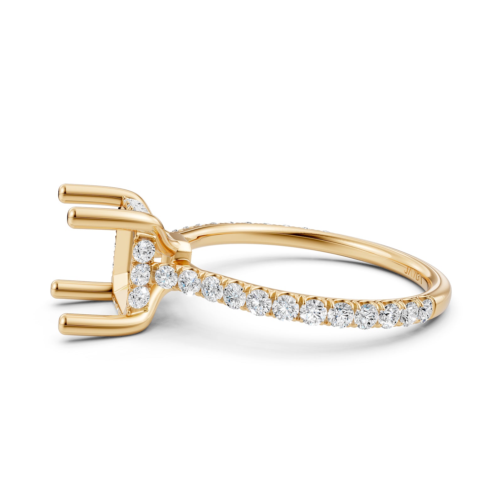 Hidden Halo U Pave Set Semi Mount Lab Grown Diamond Engagement Ring 0.47 Ct.