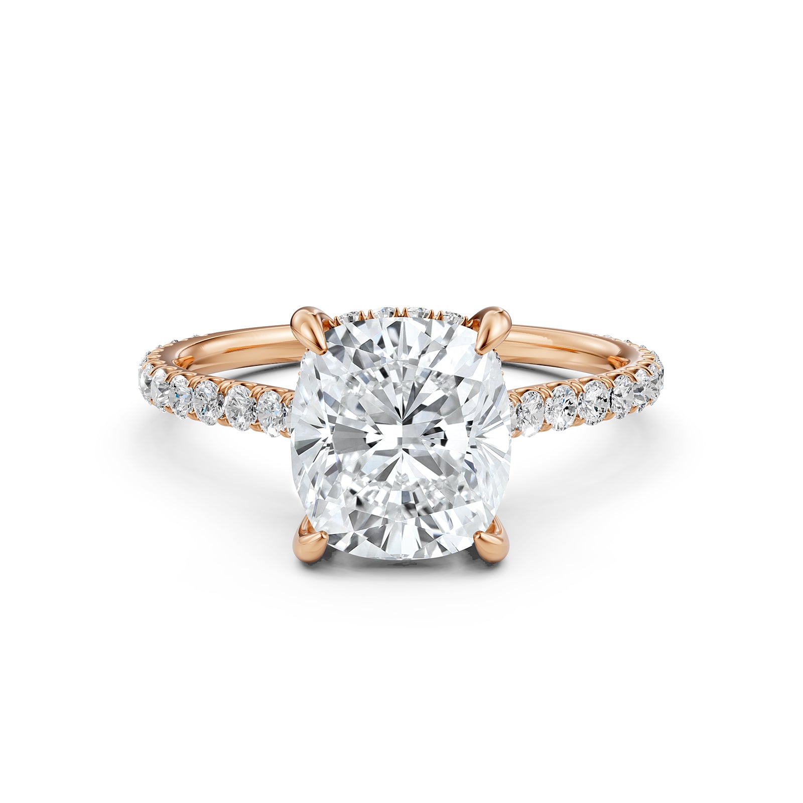 Hidden Halo U Pave Set Lab Grown Diamond Engagement Ring IGI Certified 2.47 Ctw.