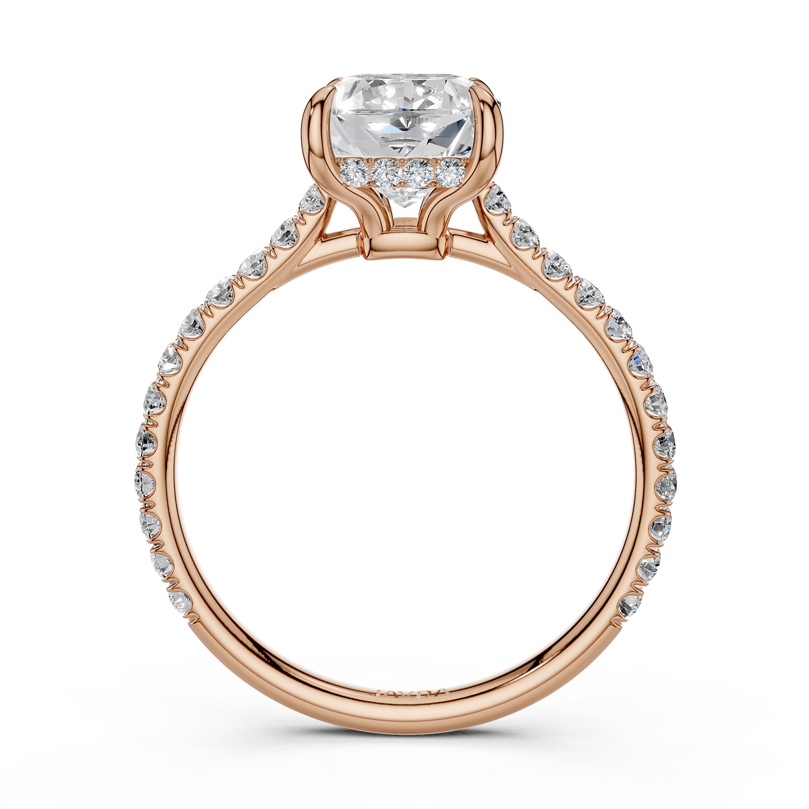 Hidden Halo U Pave Set Lab Grown Diamond Engagement Ring IGI Certified 2.47 Ctw.