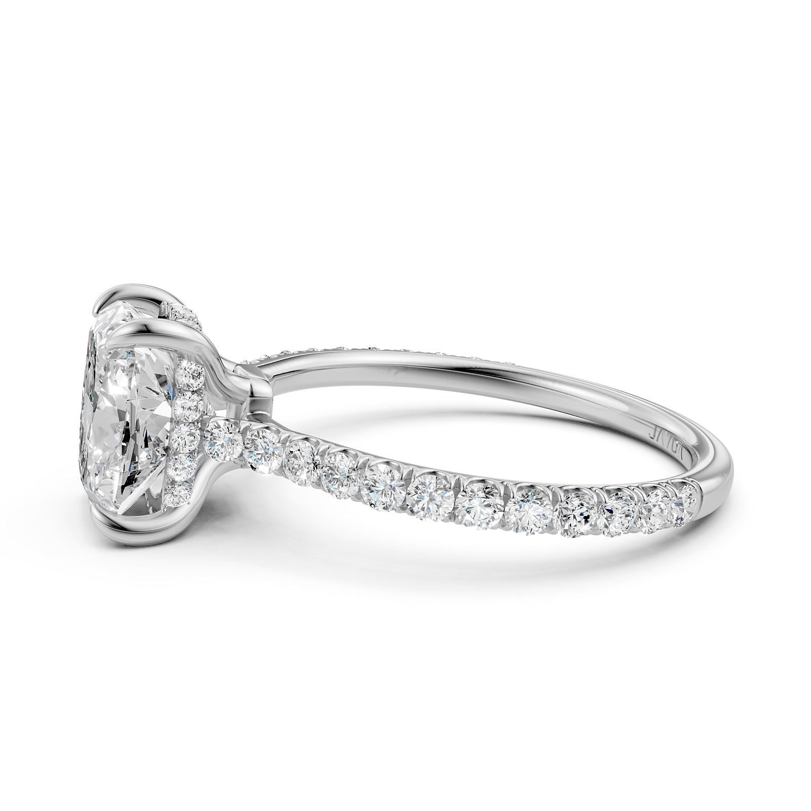 Hidden Halo U Pave Set Lab Grown Diamond Engagement Ring IGI Certified 2.47 Ctw.