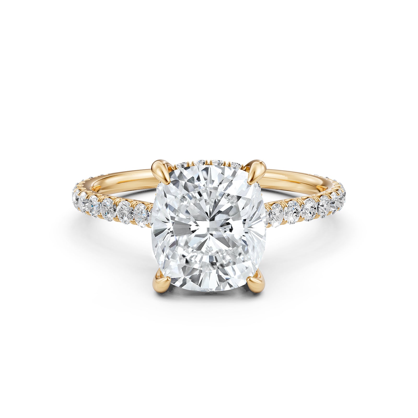 Hidden Halo U Pave Set Lab Grown Diamond Engagement Ring IGI Certified 2.47 Ctw.
