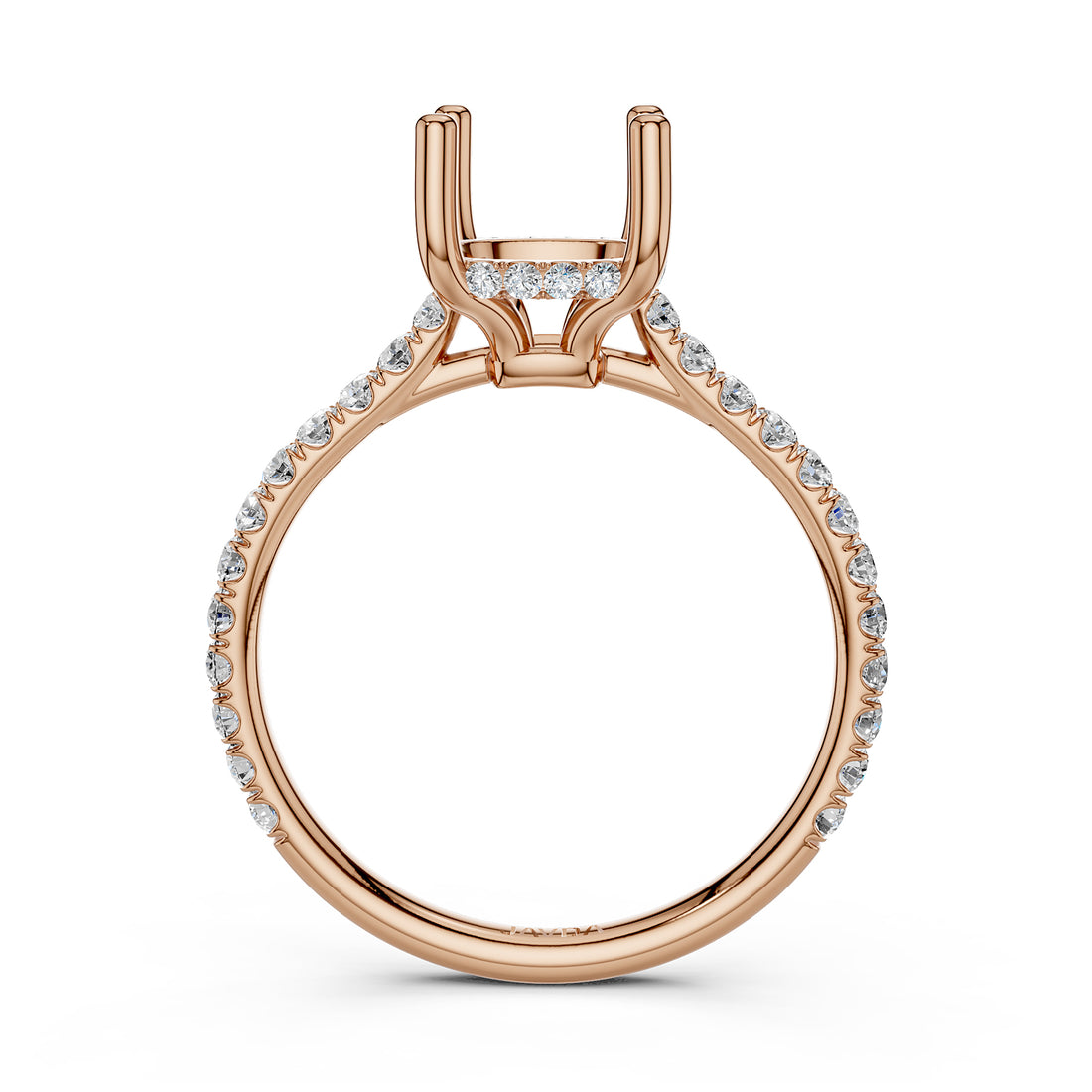 Hidden Halo U Pave Set Semi Mount Lab Grown Diamond Engagement Ring 0.47 Ct.