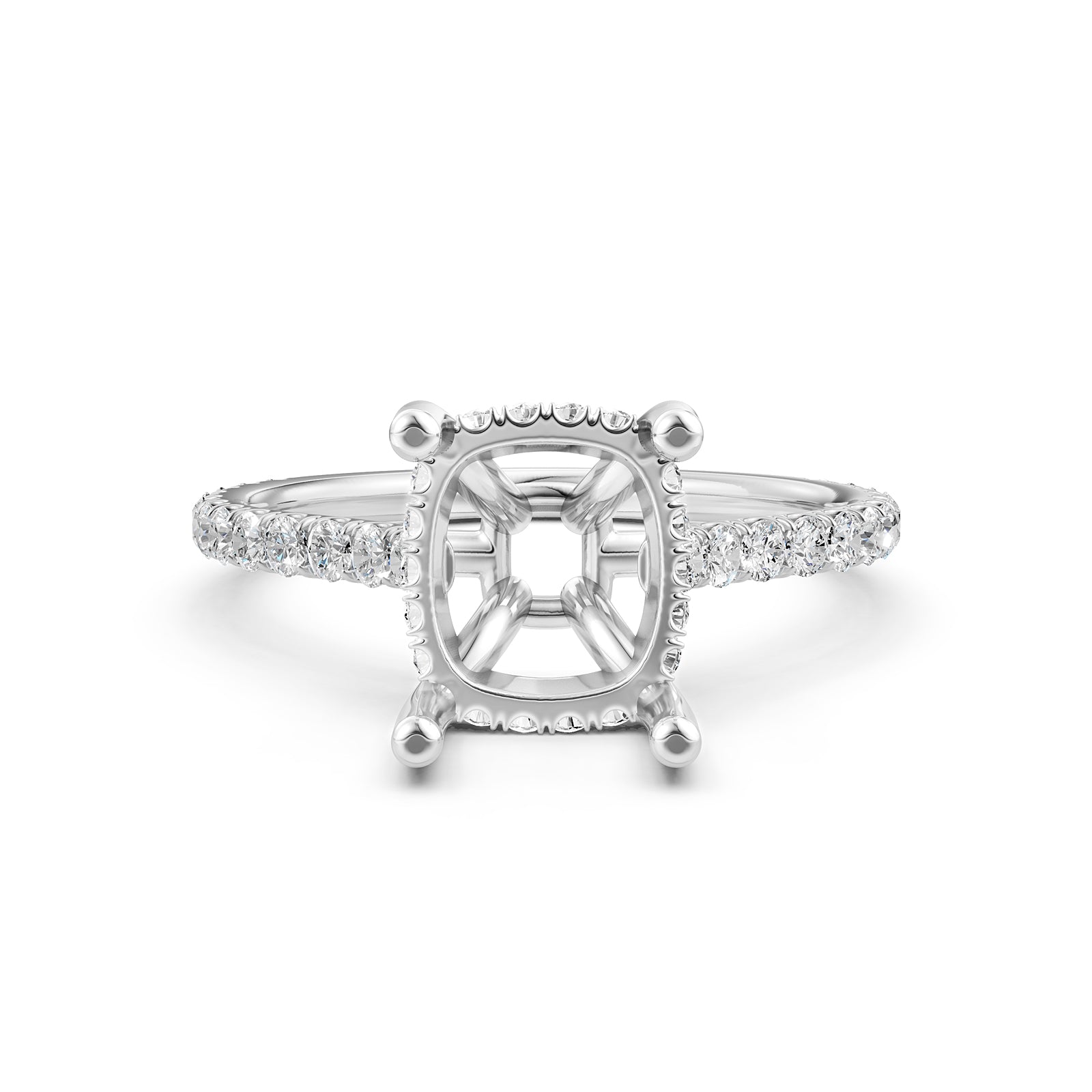 Hidden Halo U Pave Set Semi Mount Lab Grown Diamond Engagement Ring 0.47 Ct.