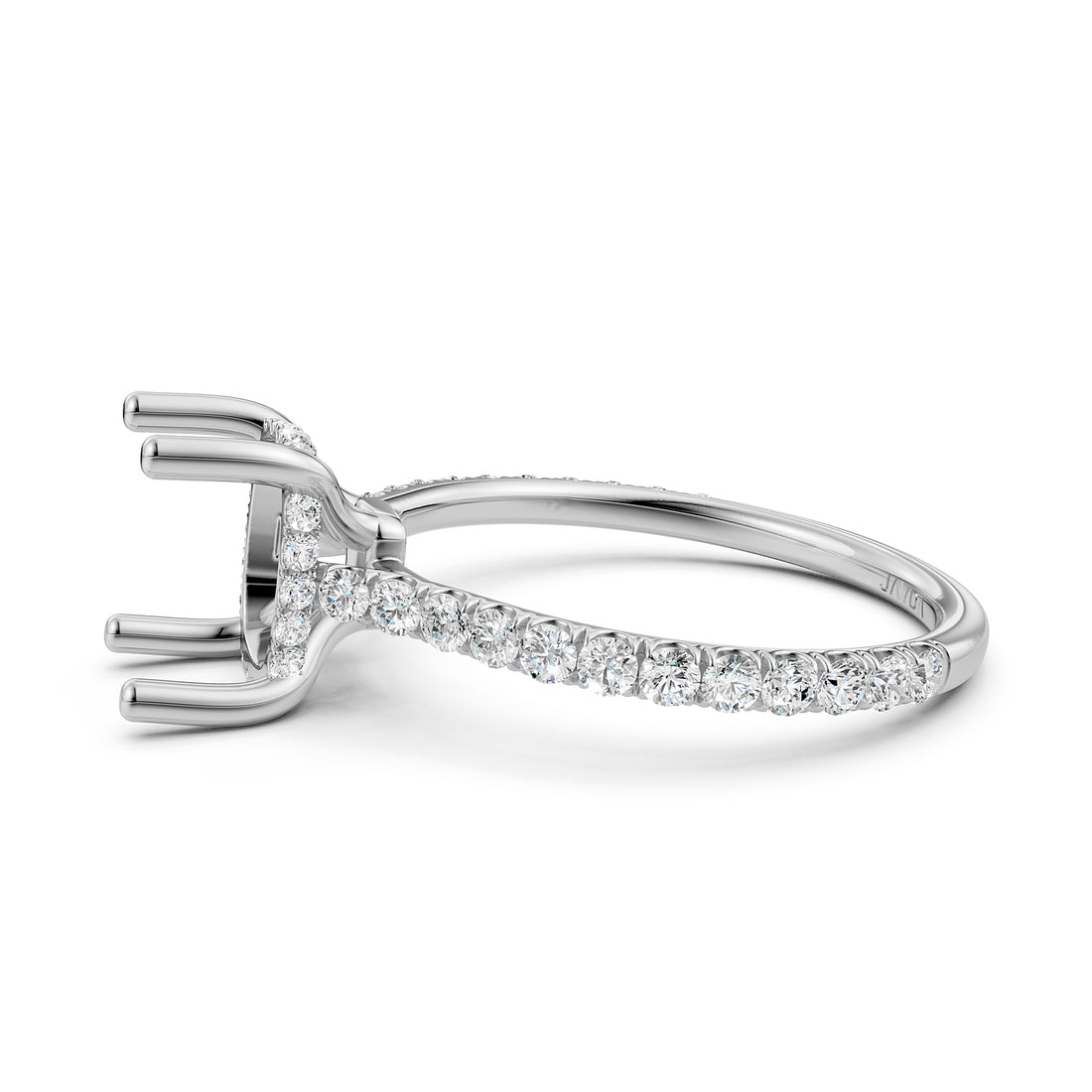 Hidden Halo U Pave Set Semi Mount Lab Grown Diamond Engagement Ring 0.47 Ct.