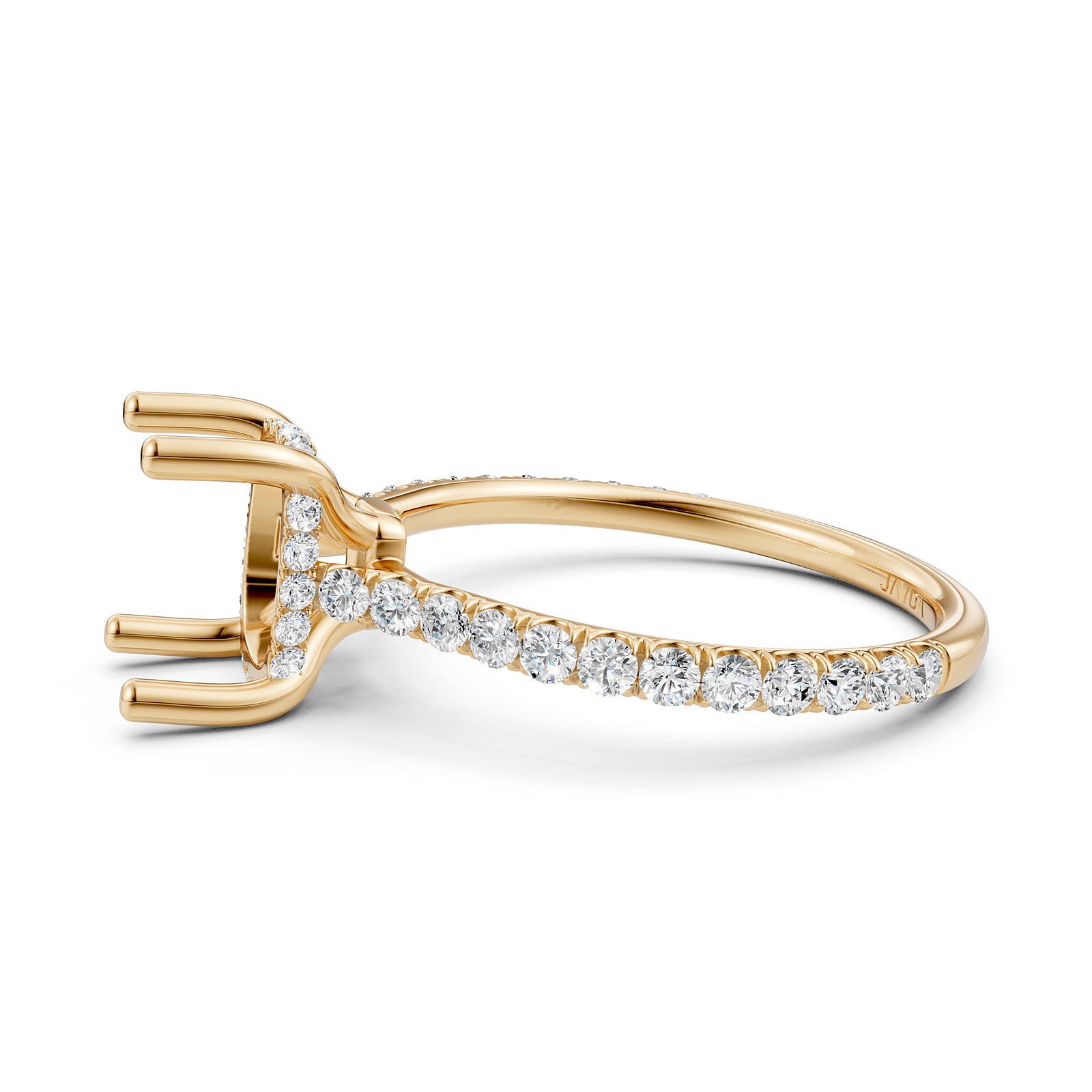 Hidden Halo U Pave Set Semi Mount Lab Grown Diamond Engagement Ring 0.47 Ct.