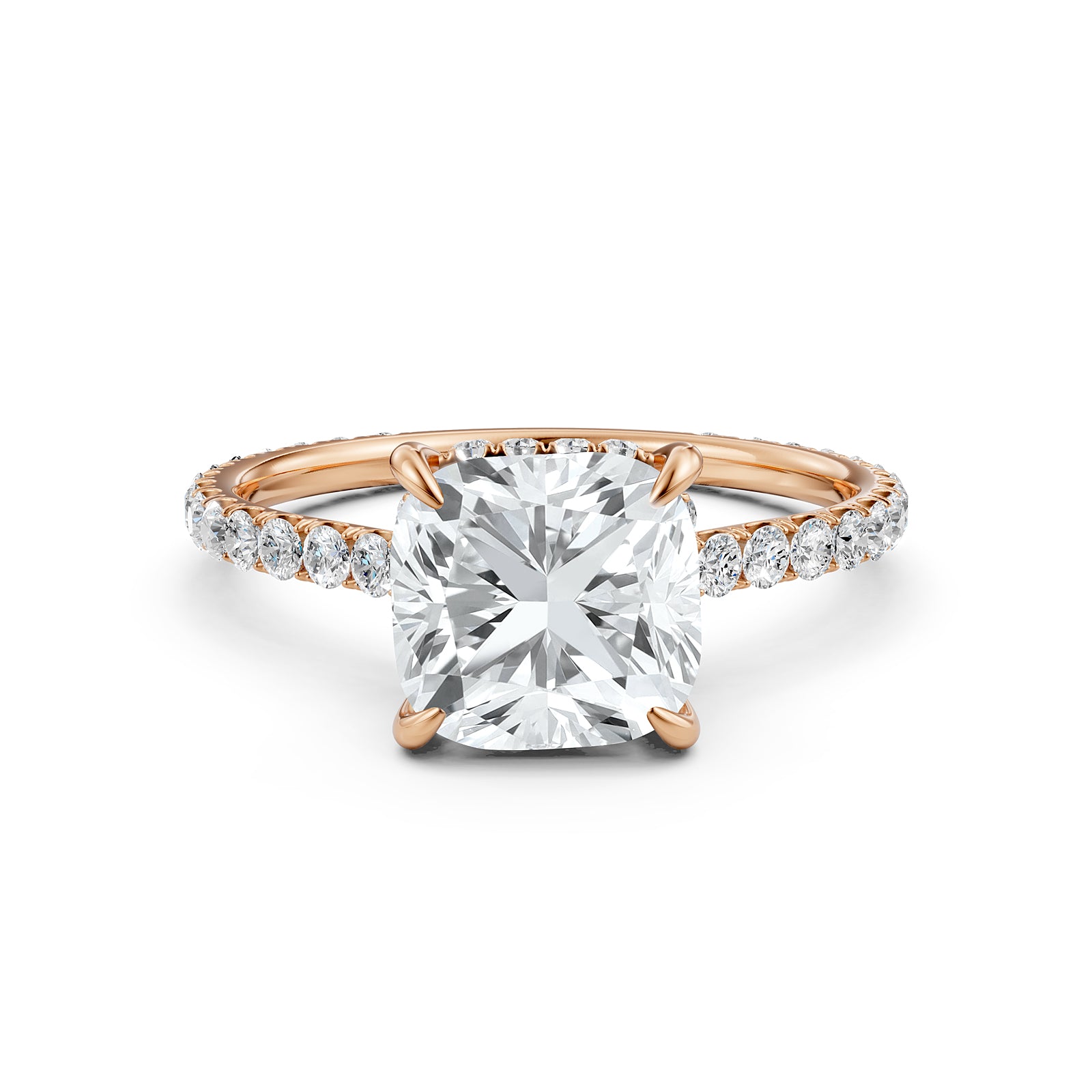 Hidden Halo U Pave Set Lab Grown Diamond Engagement Ring IGI Certified 2.47 Ctw.