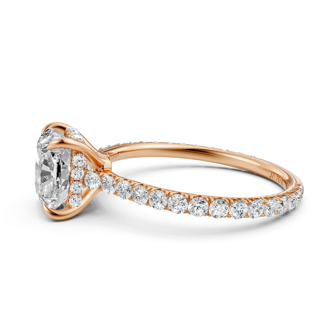 Hidden Halo U Pave Set Lab Grown Diamond Engagement Ring IGI Certified 2.47 Ctw.