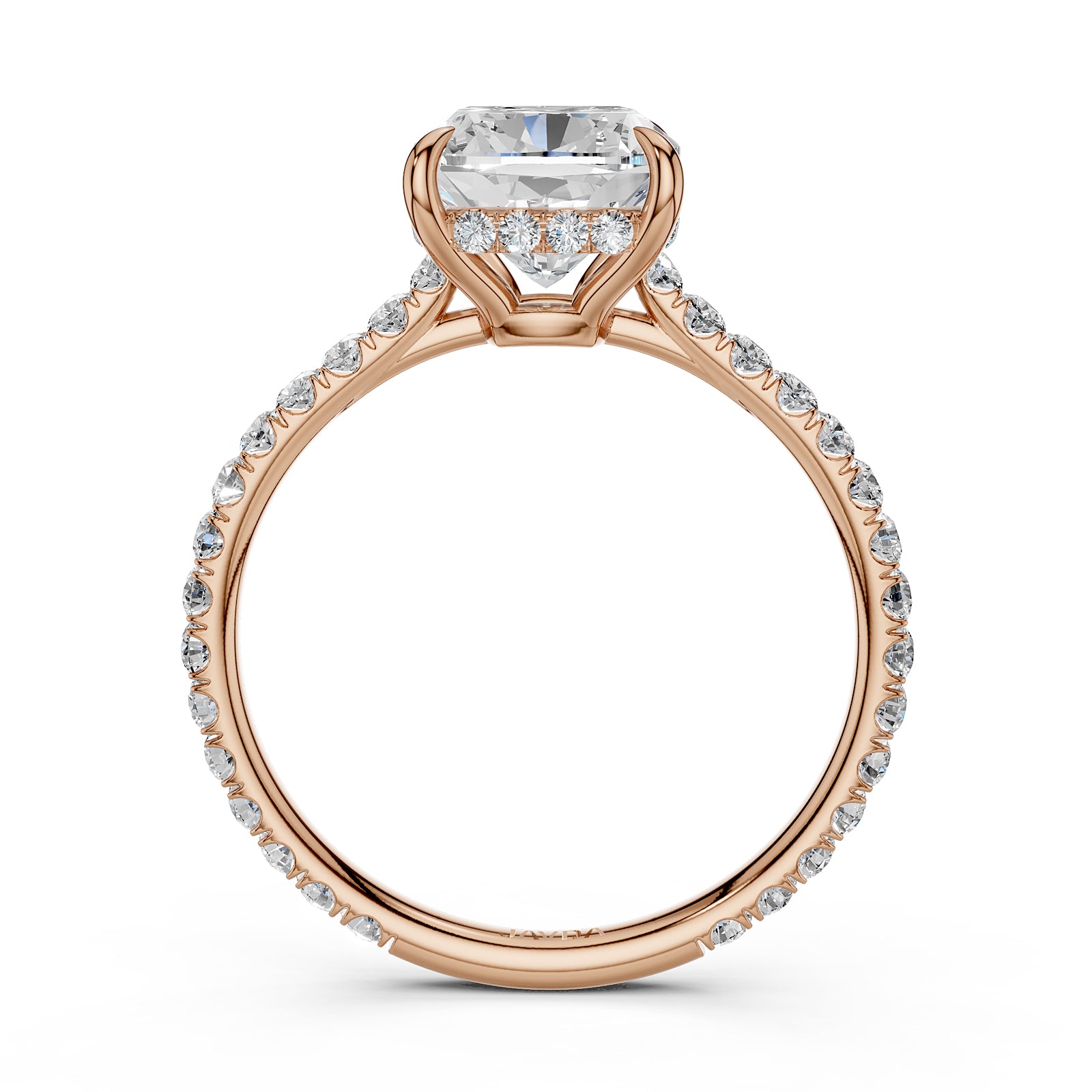 Hidden Halo U Pave Set Lab Grown Diamond Engagement Ring IGI Certified 2.47 Ctw.