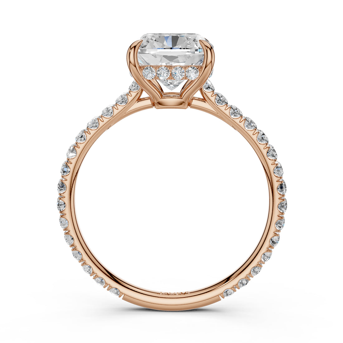 Hidden Halo U Pave Set Lab Grown Diamond Engagement Ring IGI Certified 2.47 Ctw.