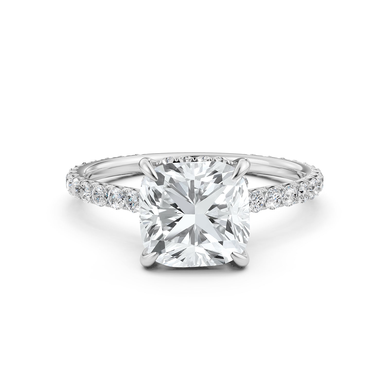 Hidden Halo U Pave Set Lab Grown Diamond Engagement Ring IGI Certified 2.47 Ctw.