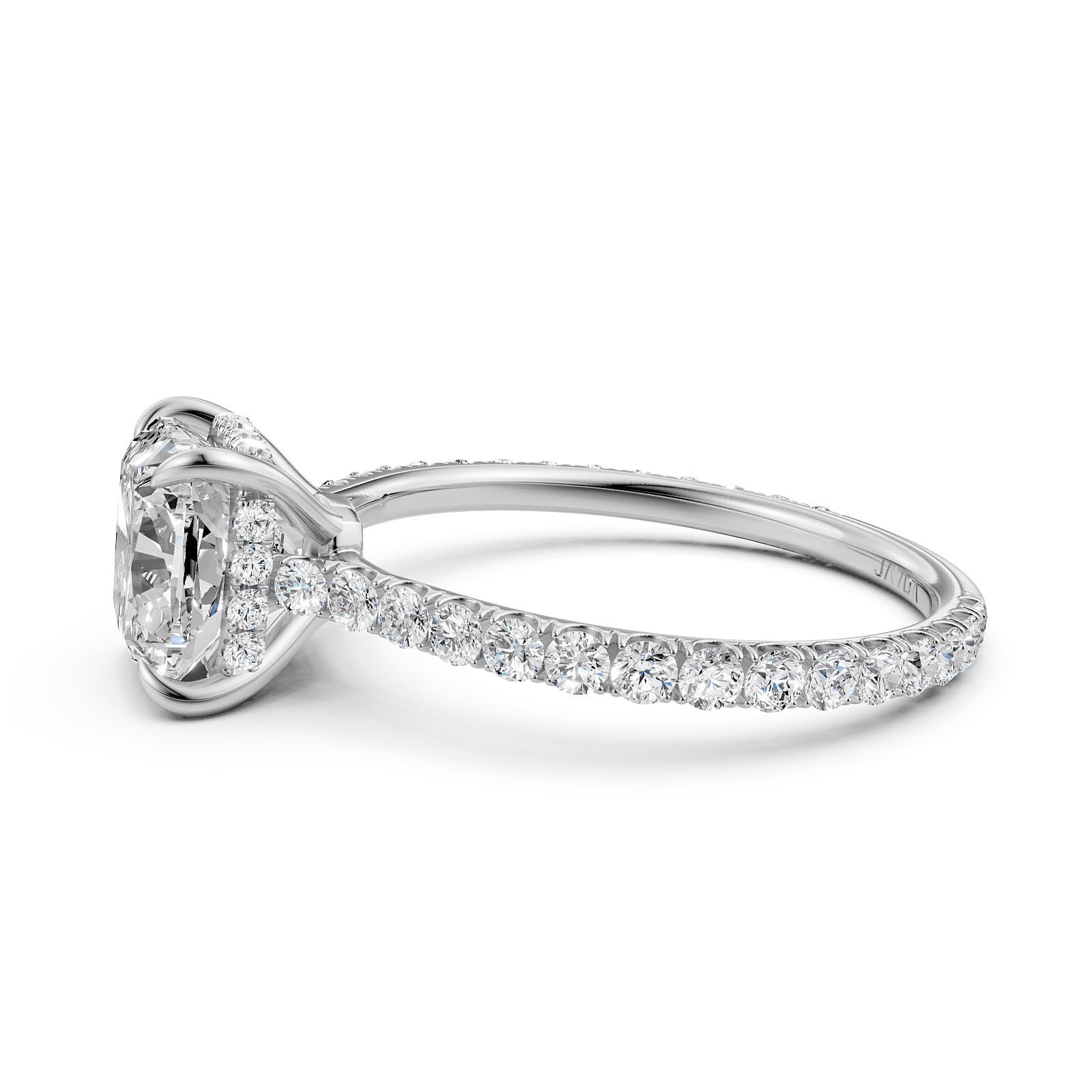 Hidden Halo U Pave Set Lab Grown Diamond Engagement Ring IGI Certified 2.47 Ctw.