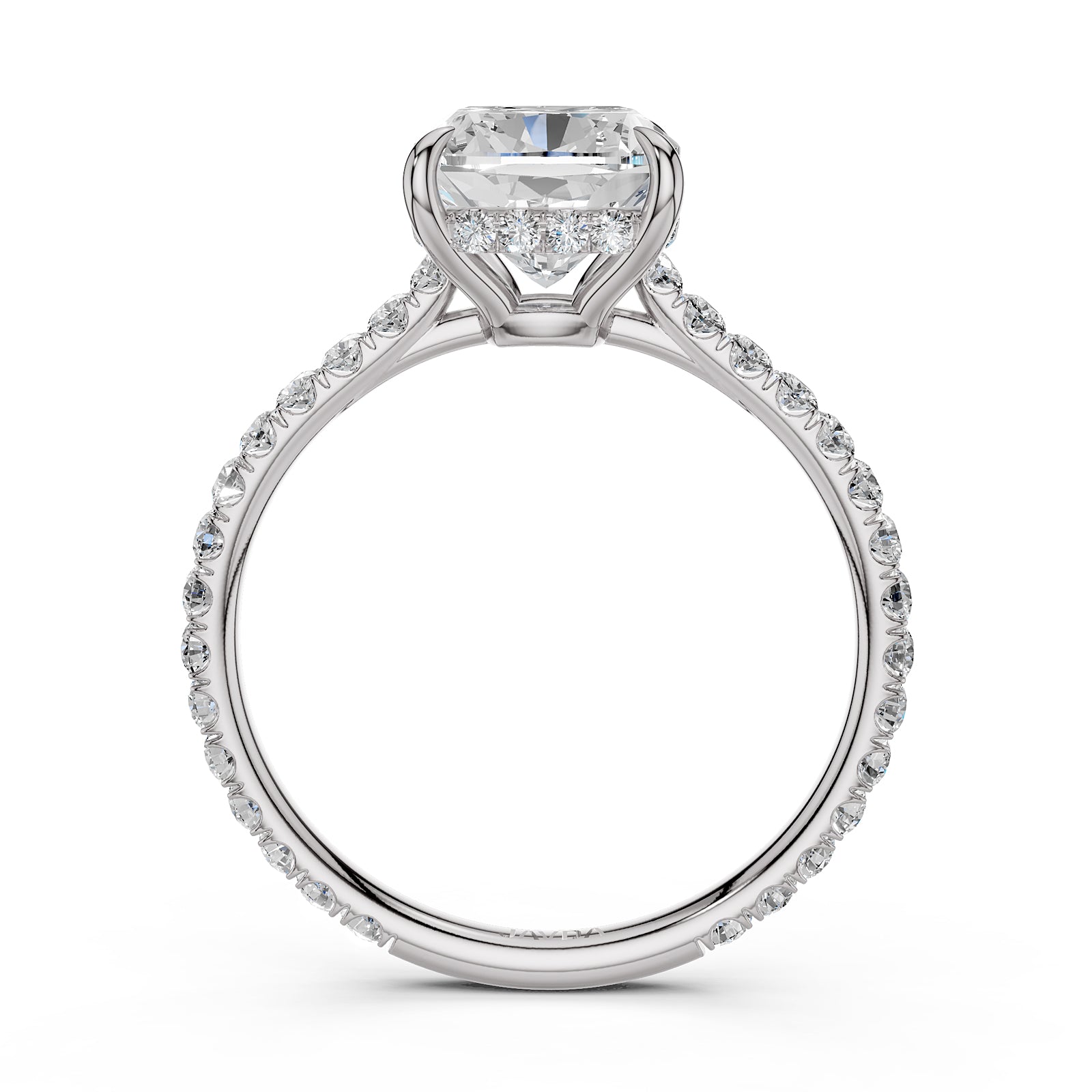 Hidden Halo U Pave Set Lab Grown Diamond Engagement Ring IGI Certified 2.47 Ctw.