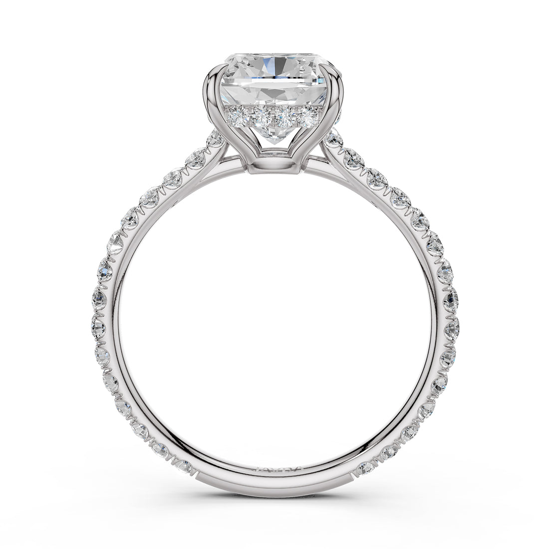Hidden Halo U Pave Set Lab Grown Diamond Engagement Ring IGI Certified 2.47 Ctw.