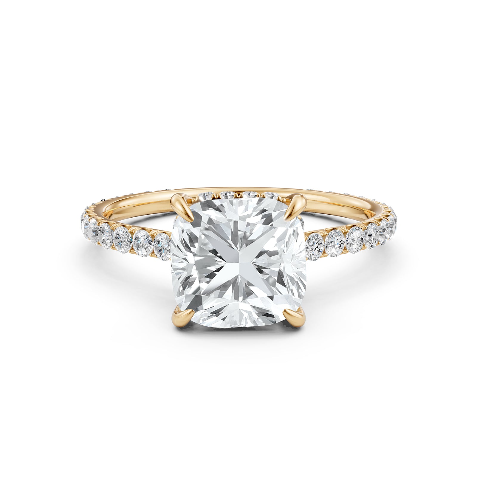 Hidden Halo U Pave Set Lab Grown Diamond Engagement Ring IGI Certified 2.47 Ctw.