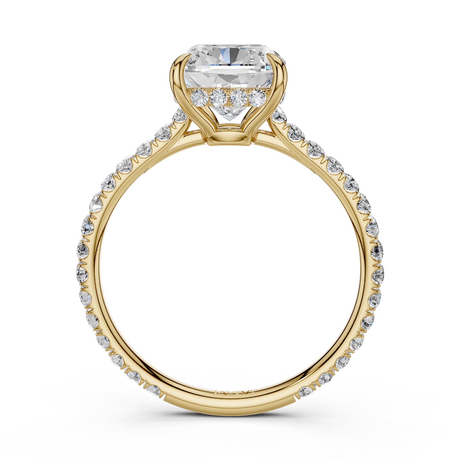 Hidden Halo U Pave Set Lab Grown Diamond Engagement Ring IGI Certified 2.47 Ctw.