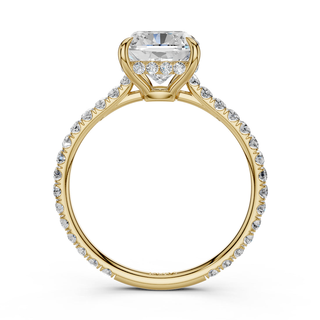 Hidden Halo U Pave Set Lab Grown Diamond Engagement Ring IGI Certified 2.47 Ctw.
