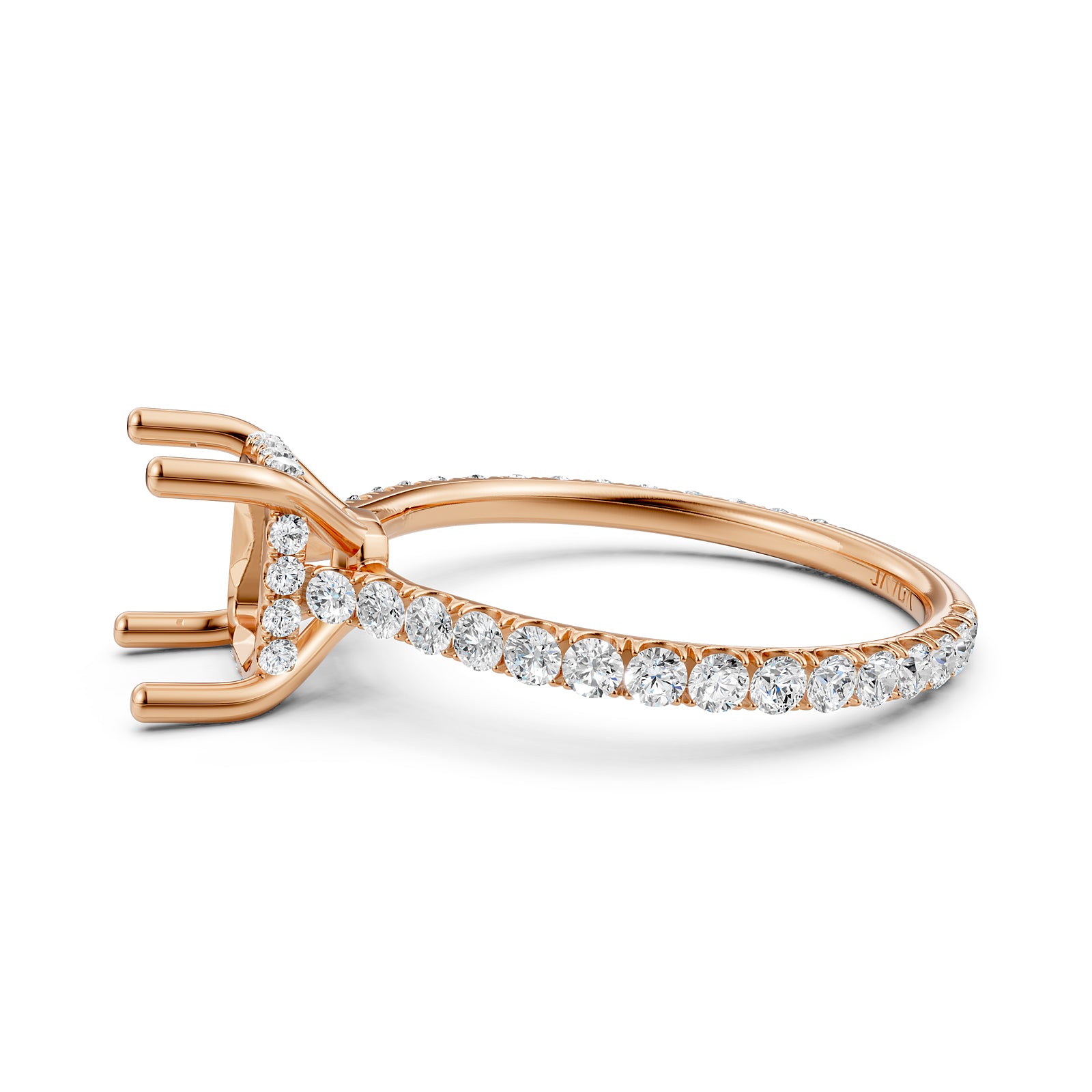 Hidden Halo U Pave Set Semi Mount Lab Grown Diamond Engagement Ring 0.47 Ct.