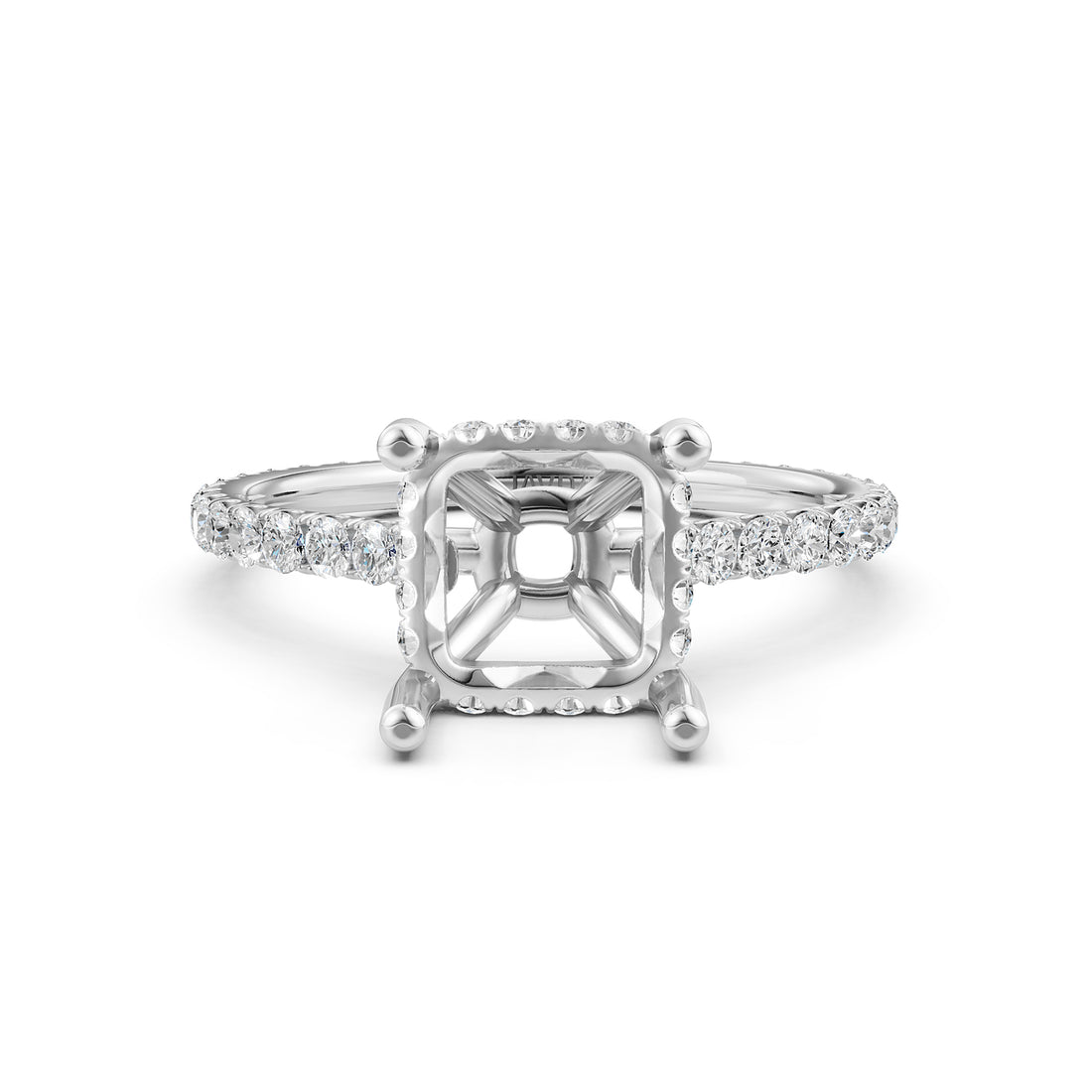 Hidden Halo U Pave Set Semi Mount Lab Grown Diamond Engagement Ring 0.47 Ct.