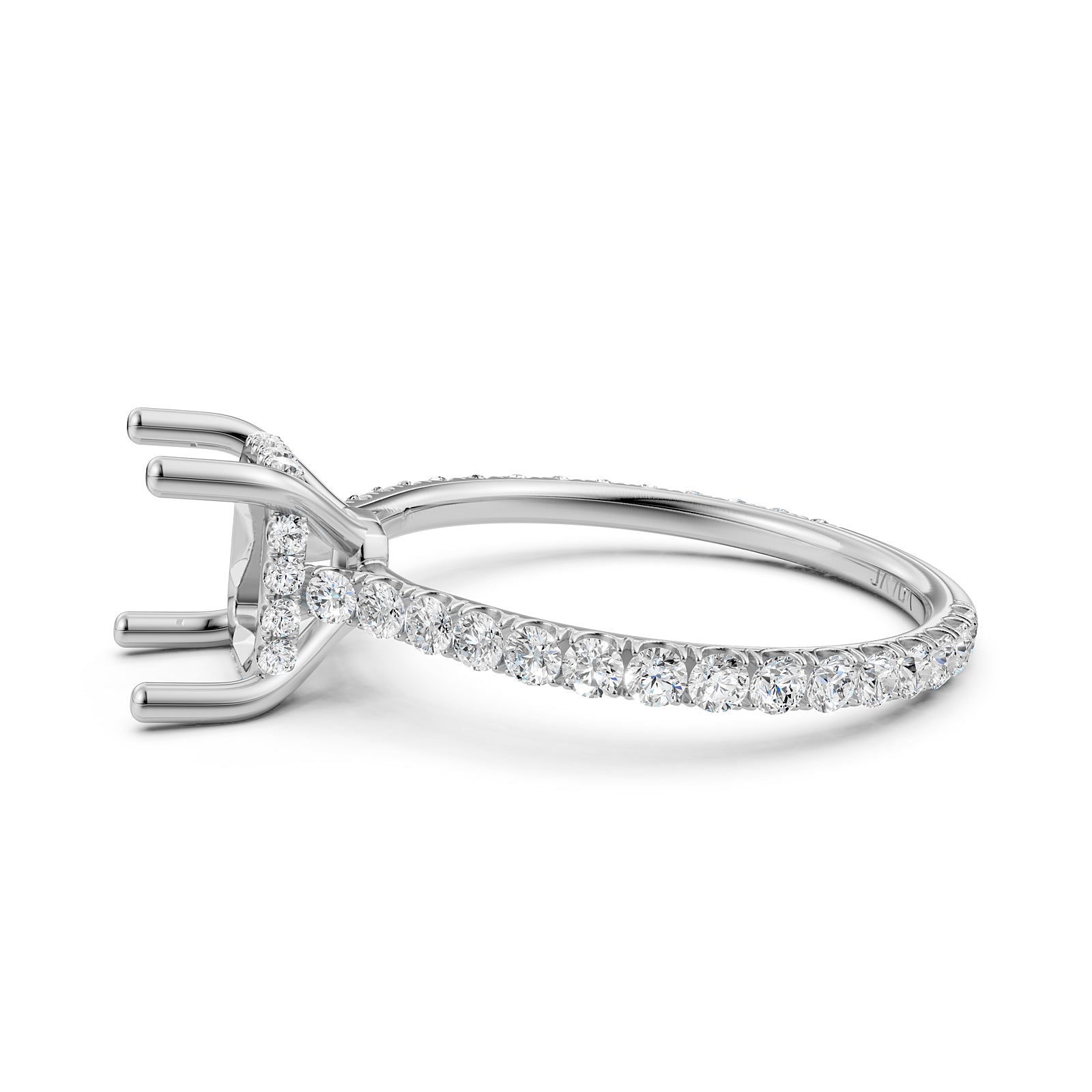 Hidden Halo U Pave Set Semi Mount Lab Grown Diamond Engagement Ring 0.47 Ct.