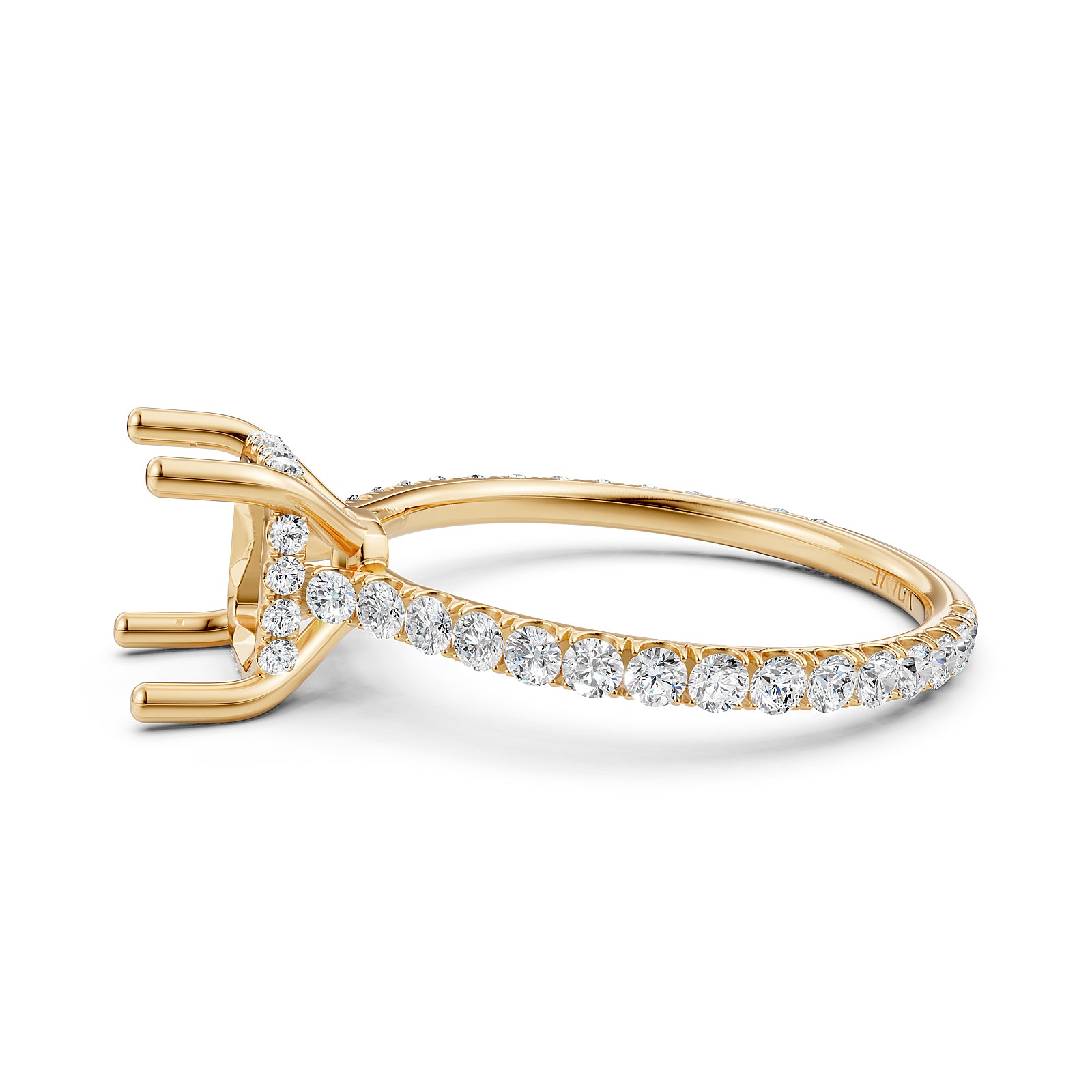 Hidden Halo U Pave Set Semi Mount Lab Grown Diamond Engagement Ring 0.47 Ct.