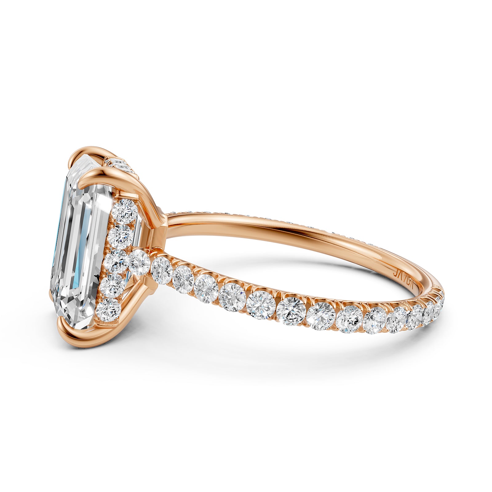 Hidden Halo U Pave Set Lab Grown Diamond Engagement Ring IGI Certified 2.47 Ctw.