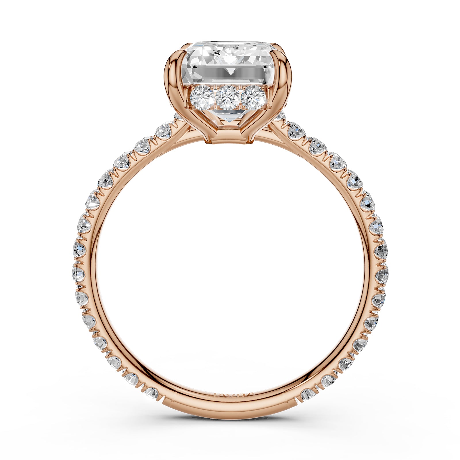 Hidden Halo U Pave Set Lab Grown Diamond Engagement Ring IGI Certified 2.47 Ctw.