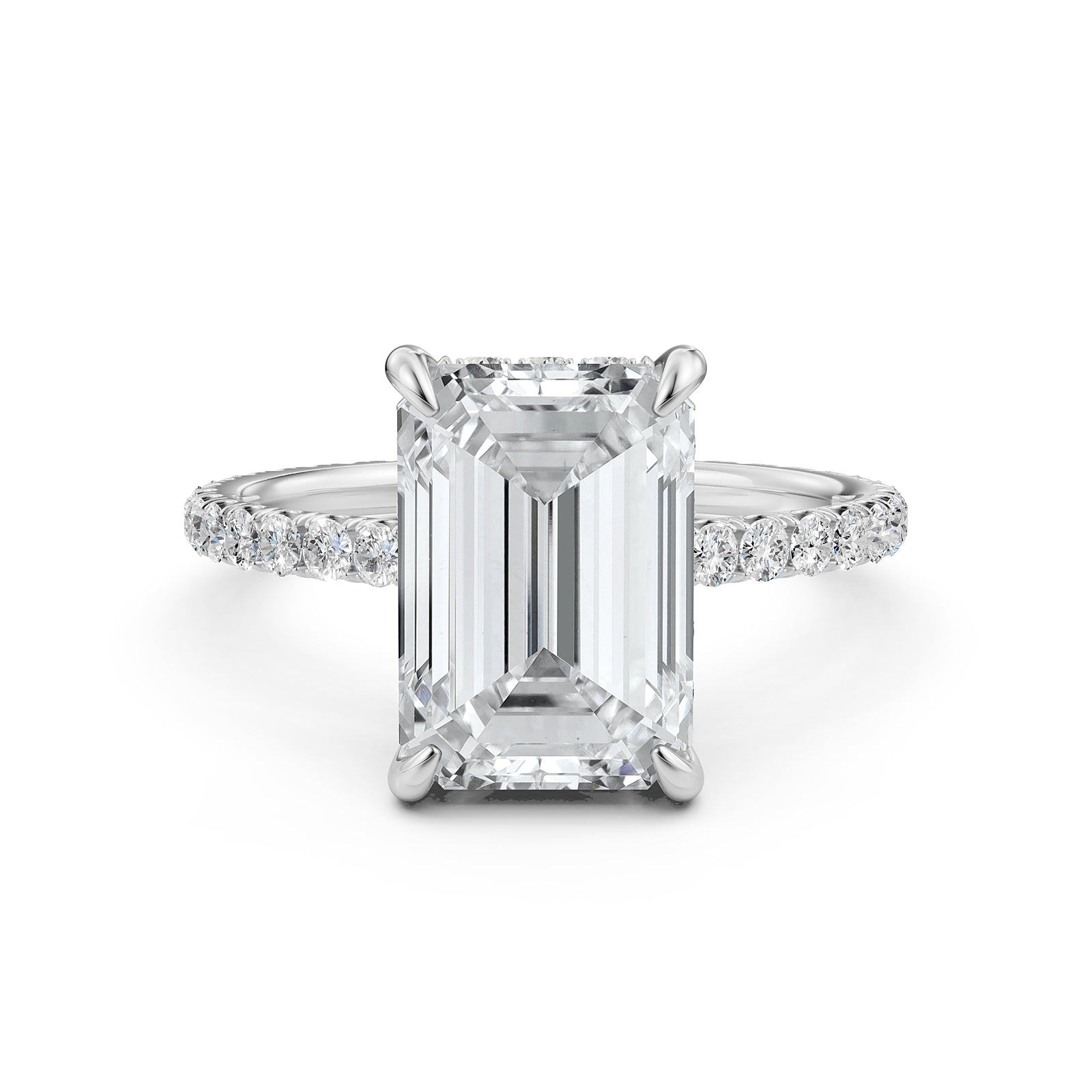 Hidden Halo U Pave Set Lab Grown Diamond Engagement Ring IGI Certified 2.47 Ctw.