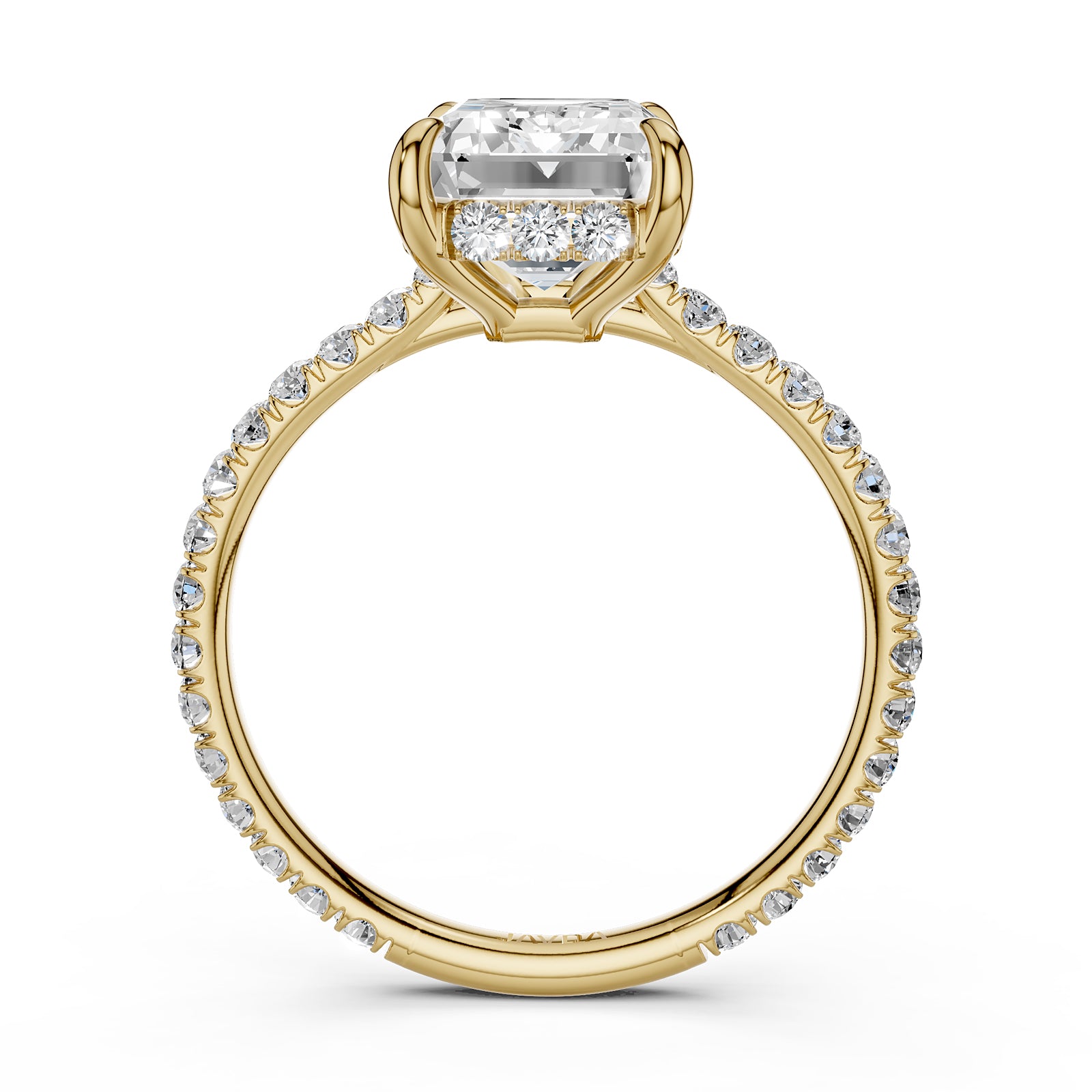 Hidden Halo U Pave Set Lab Grown Diamond Engagement Ring IGI Certified 2.47 Ctw.