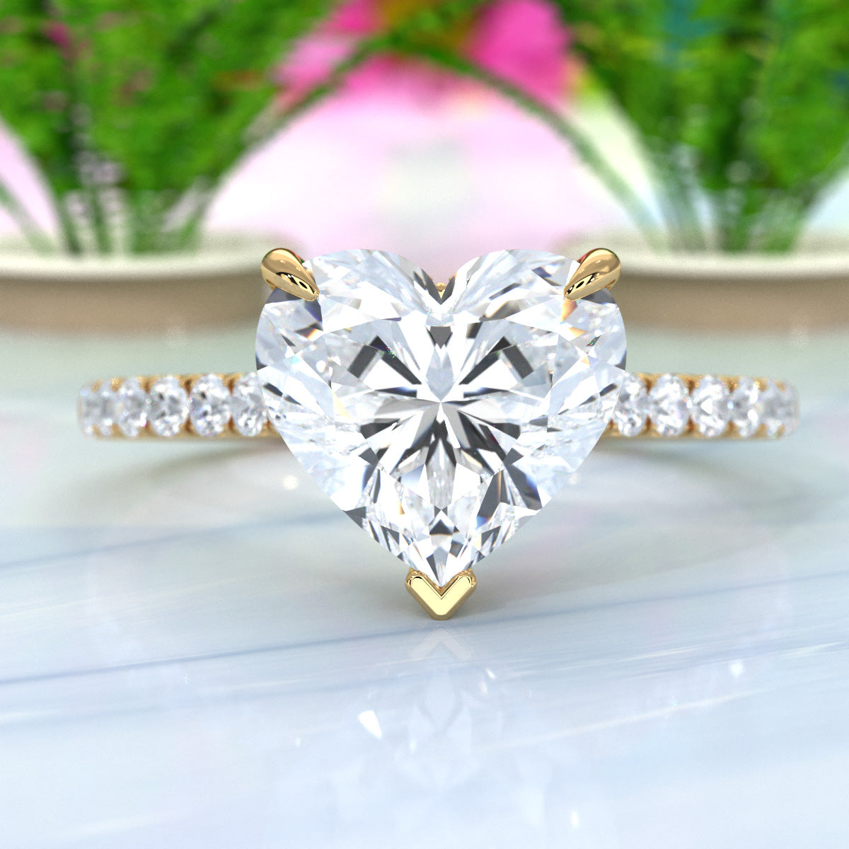 Hidden Halo U Pave Set Lab Grown Diamond Engagement Ring IGI Certified 2.47 Ctw.