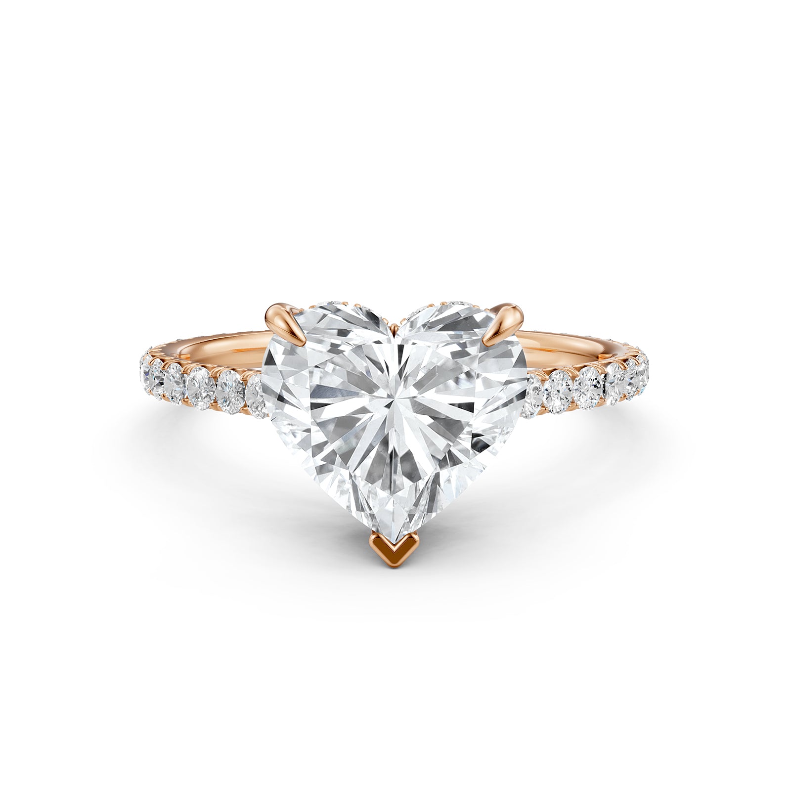 Hidden Halo French U Cut Pave Set Heart Lab Grown Diamond Engagement Ring