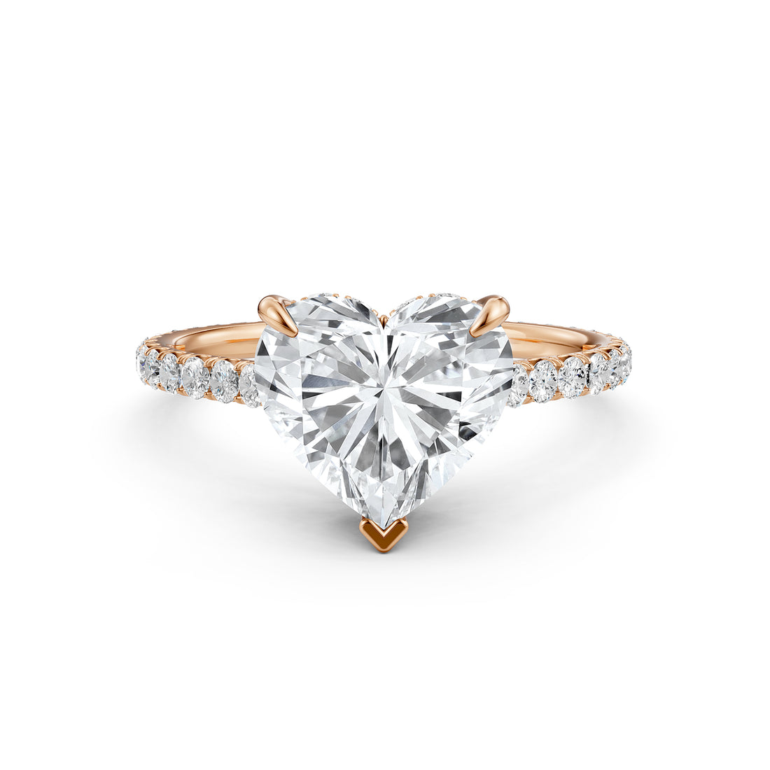 Hidden Halo French U Cut Pave Set Heart Lab Grown Diamond Engagement Ring