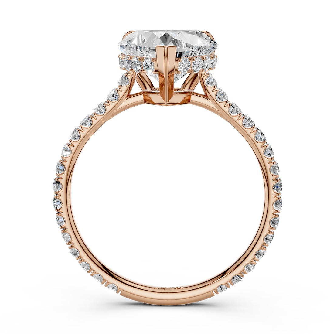 Hidden Halo French U Cut Pave Set Heart Lab Grown Diamond Engagement Ring