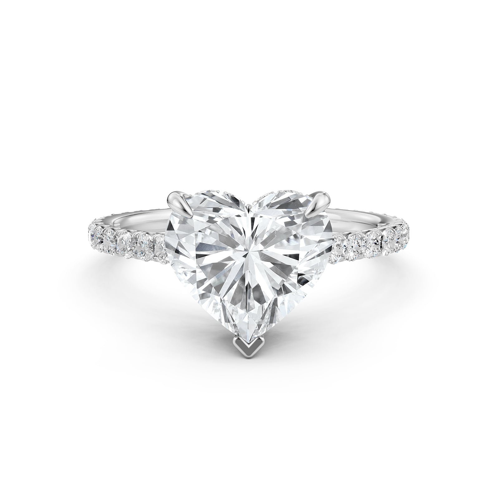Hidden Halo U Pave Set Lab Grown Diamond Engagement Ring IGI Certified 2.47 Ctw.