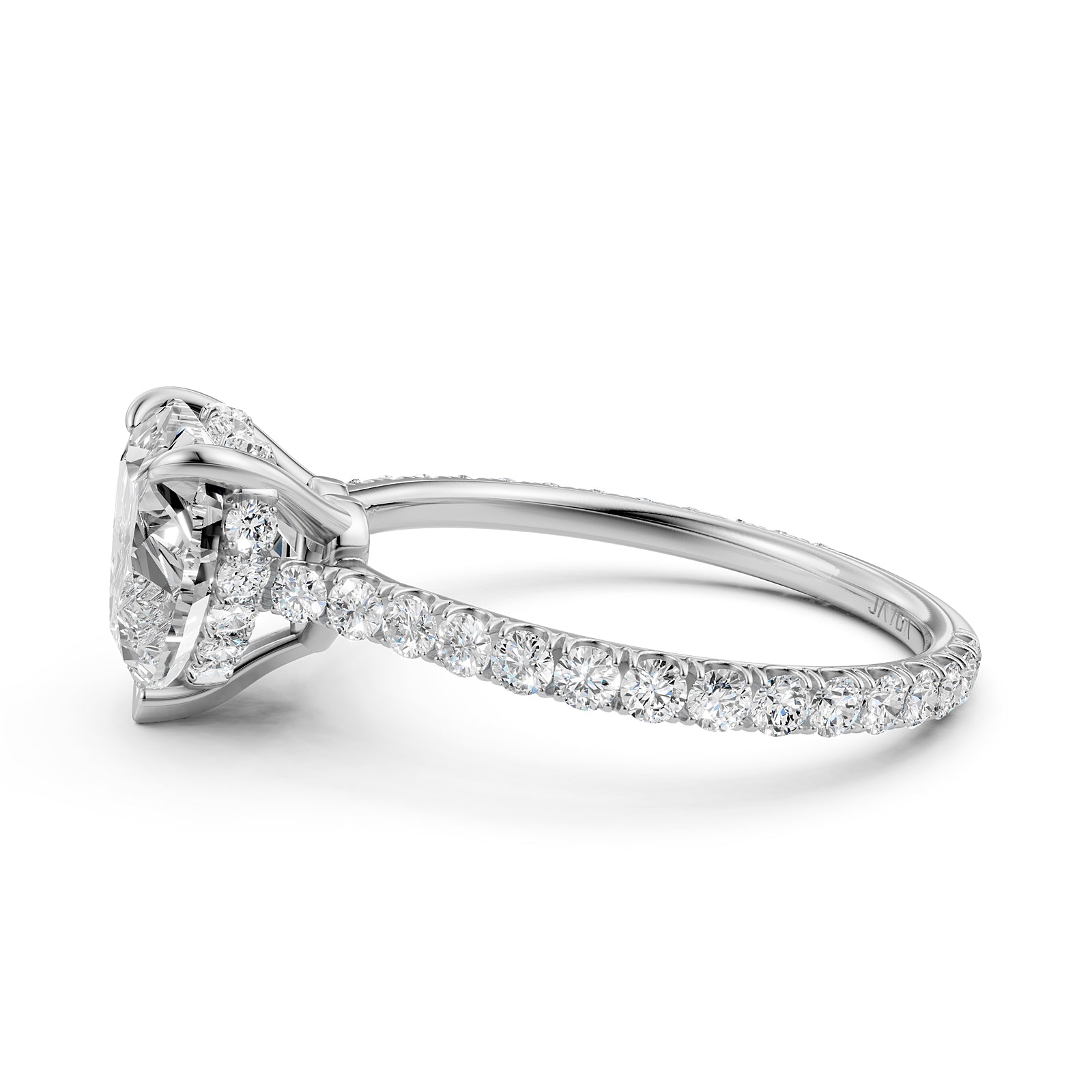 Hidden Halo U Pave Set Lab Grown Diamond Engagement Ring IGI Certified 2.47 Ctw.