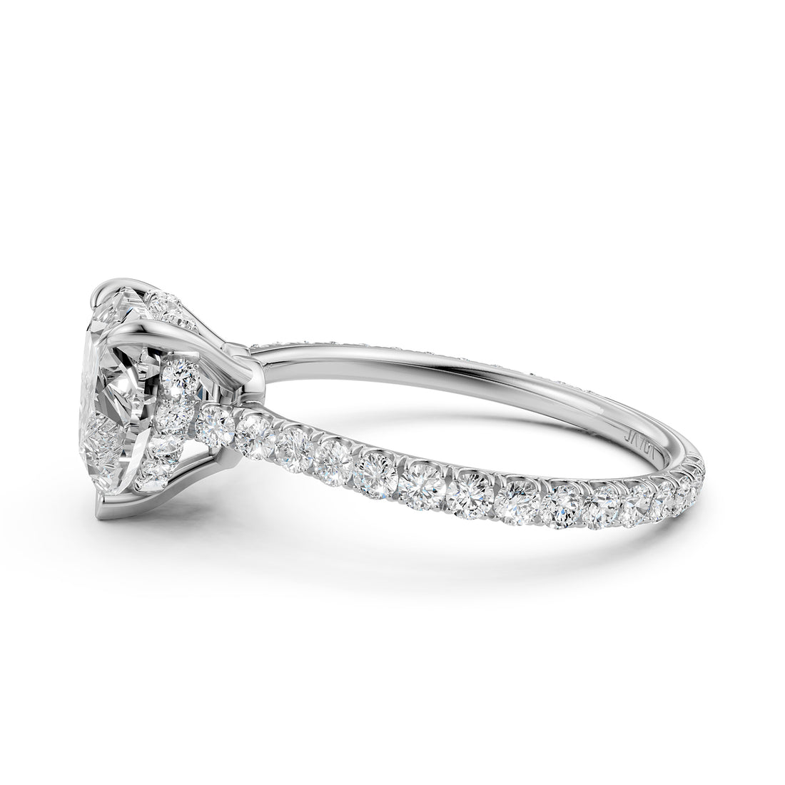 Hidden Halo French U Cut Pave Set Heart Lab Grown Diamond Engagement Ring