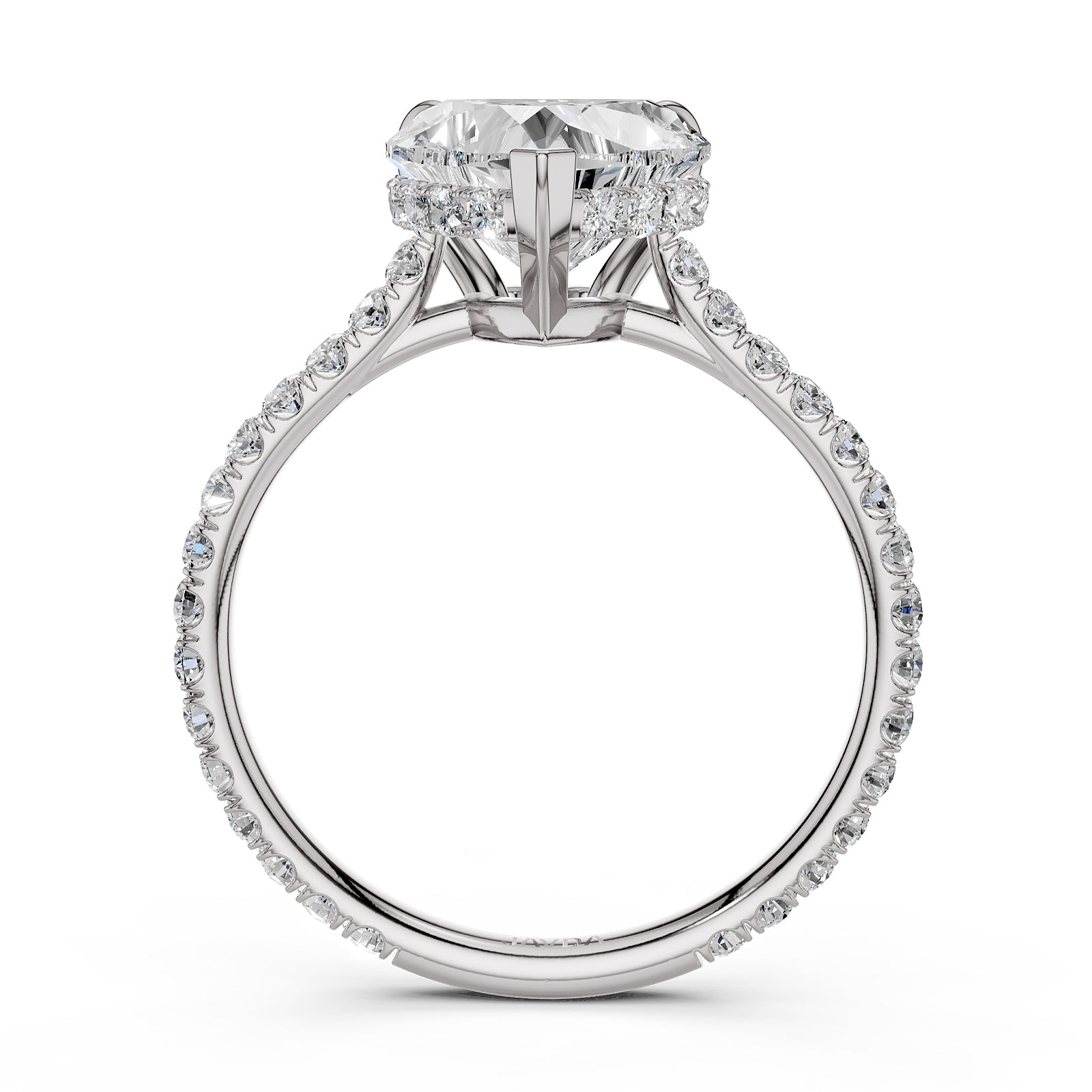 Hidden Halo U Pave Set Lab Grown Diamond Engagement Ring IGI Certified 2.47 Ctw.