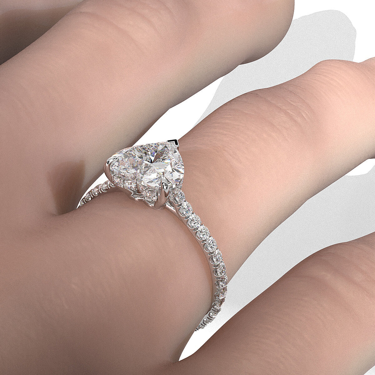 Hidden Halo U Pave Set Lab Grown Diamond Engagement Ring IGI Certified 2.47 Ctw.