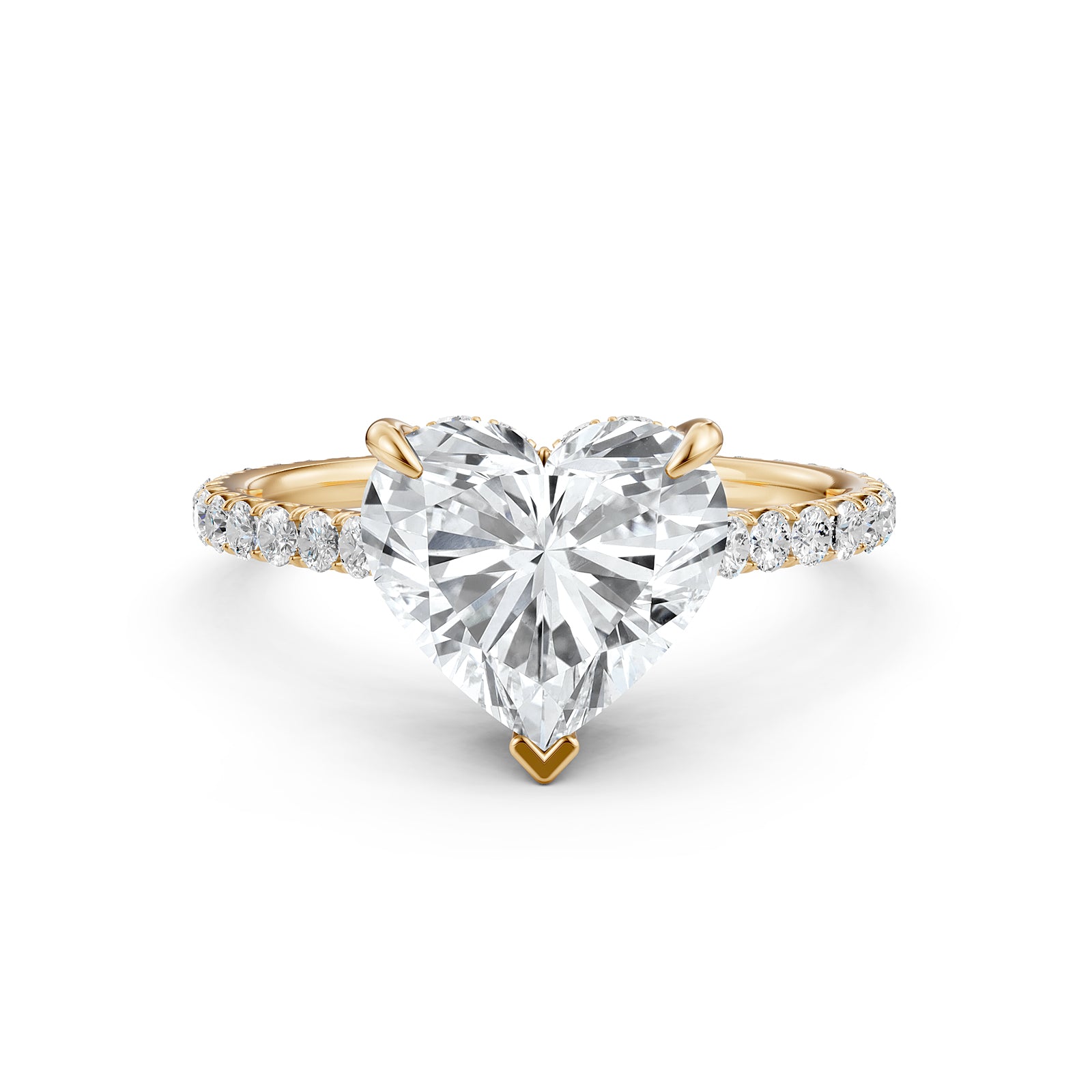 Hidden Halo French U Cut Pave Set Heart Lab Grown Diamond Engagement Ring