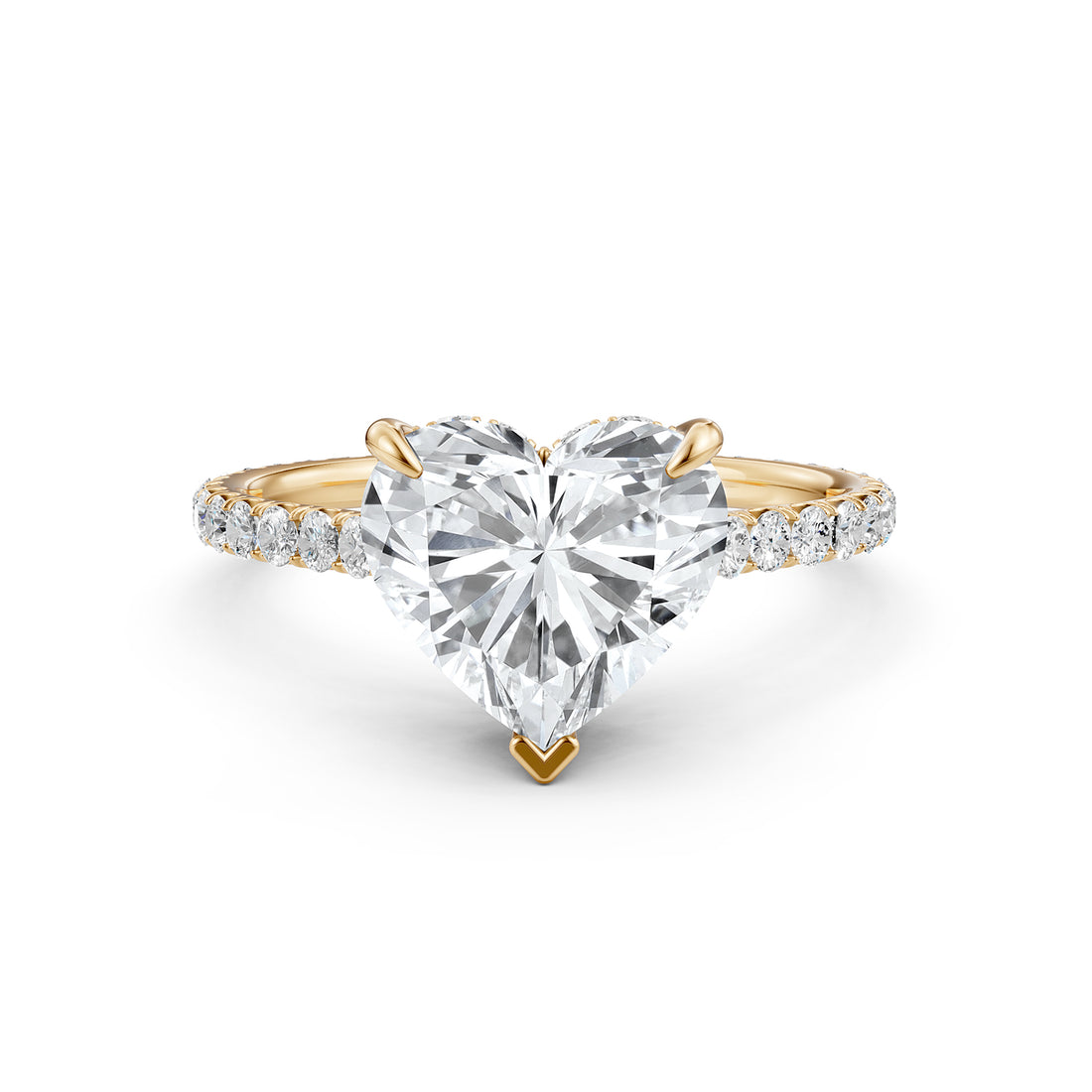 Hidden Halo French U Cut Pave Set Heart Lab Grown Diamond Engagement Ring