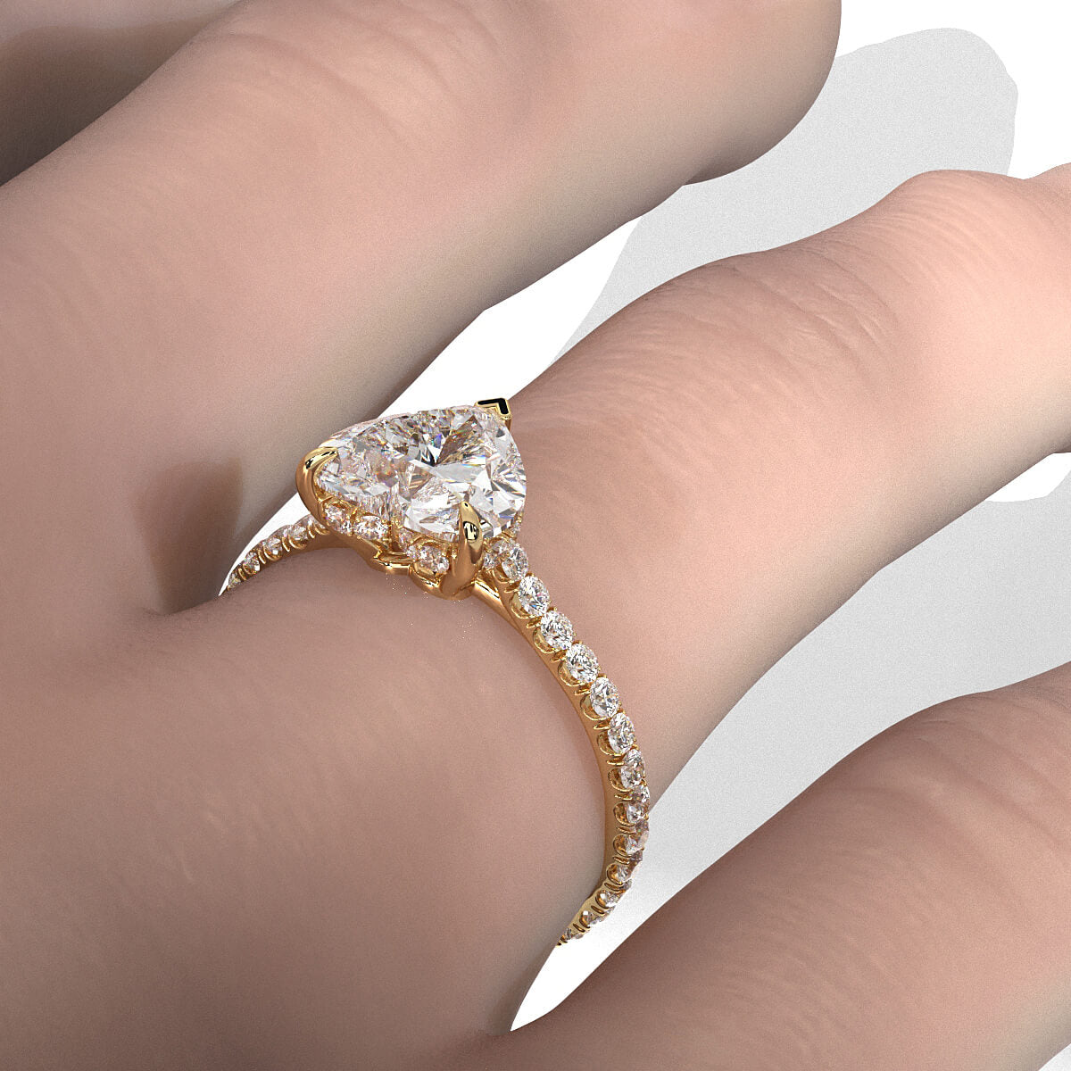 Hidden Halo U Pave Set Lab Grown Diamond Engagement Ring IGI Certified 2.47 Ctw.