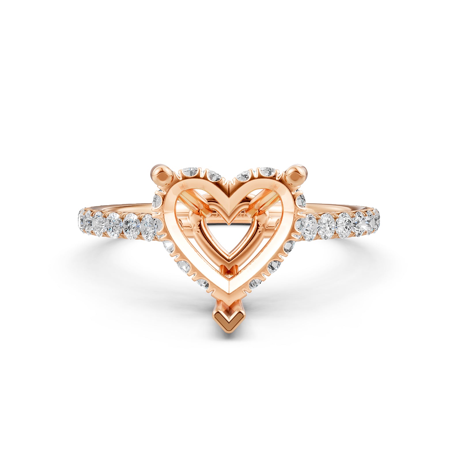 Hidden Halo U Pave Set Semi Mount Lab Grown Diamond Engagement Ring 0.47 Ct.