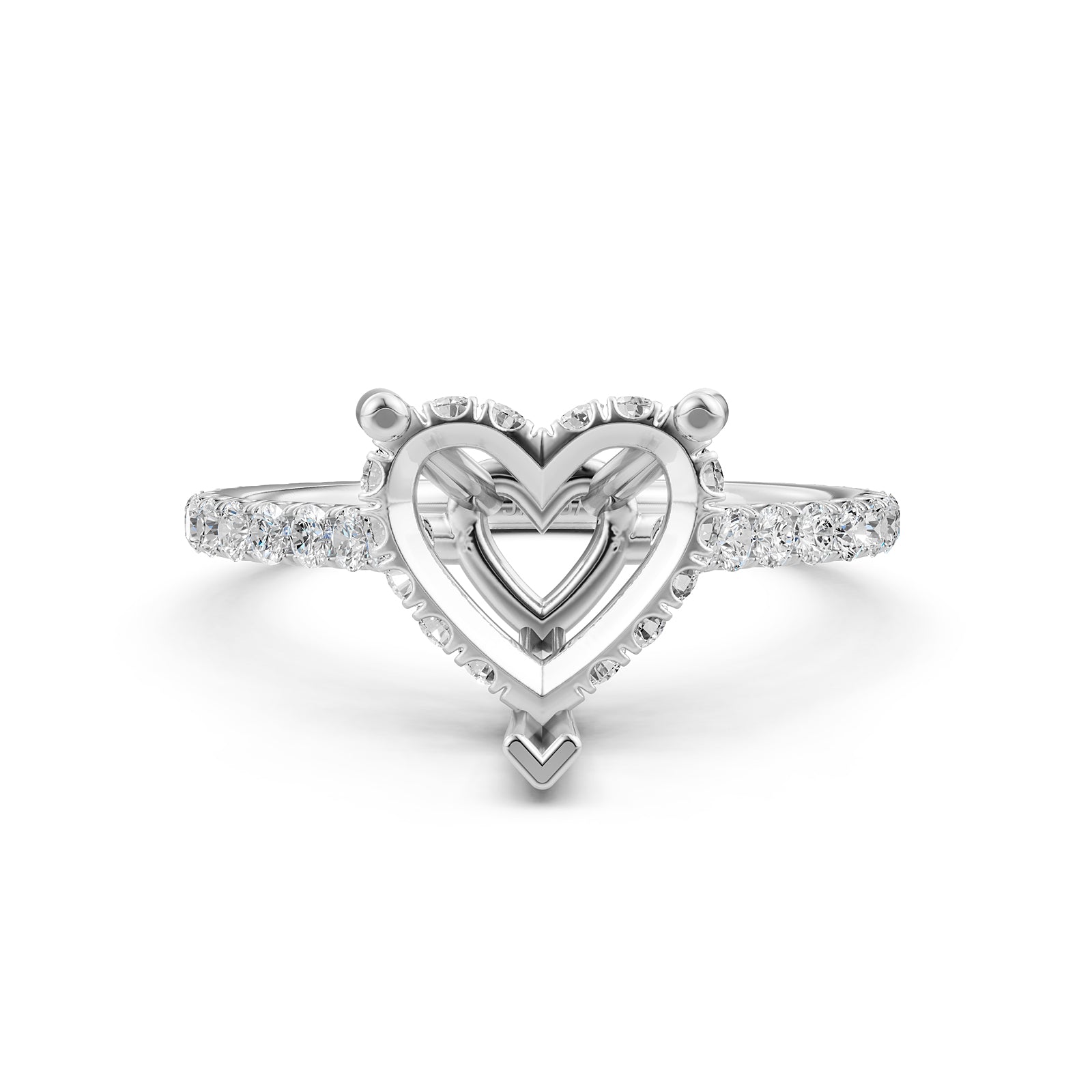 Hidden Halo U Pave Set Semi Mount Lab Grown Diamond Engagement Ring 0.47 Ct.