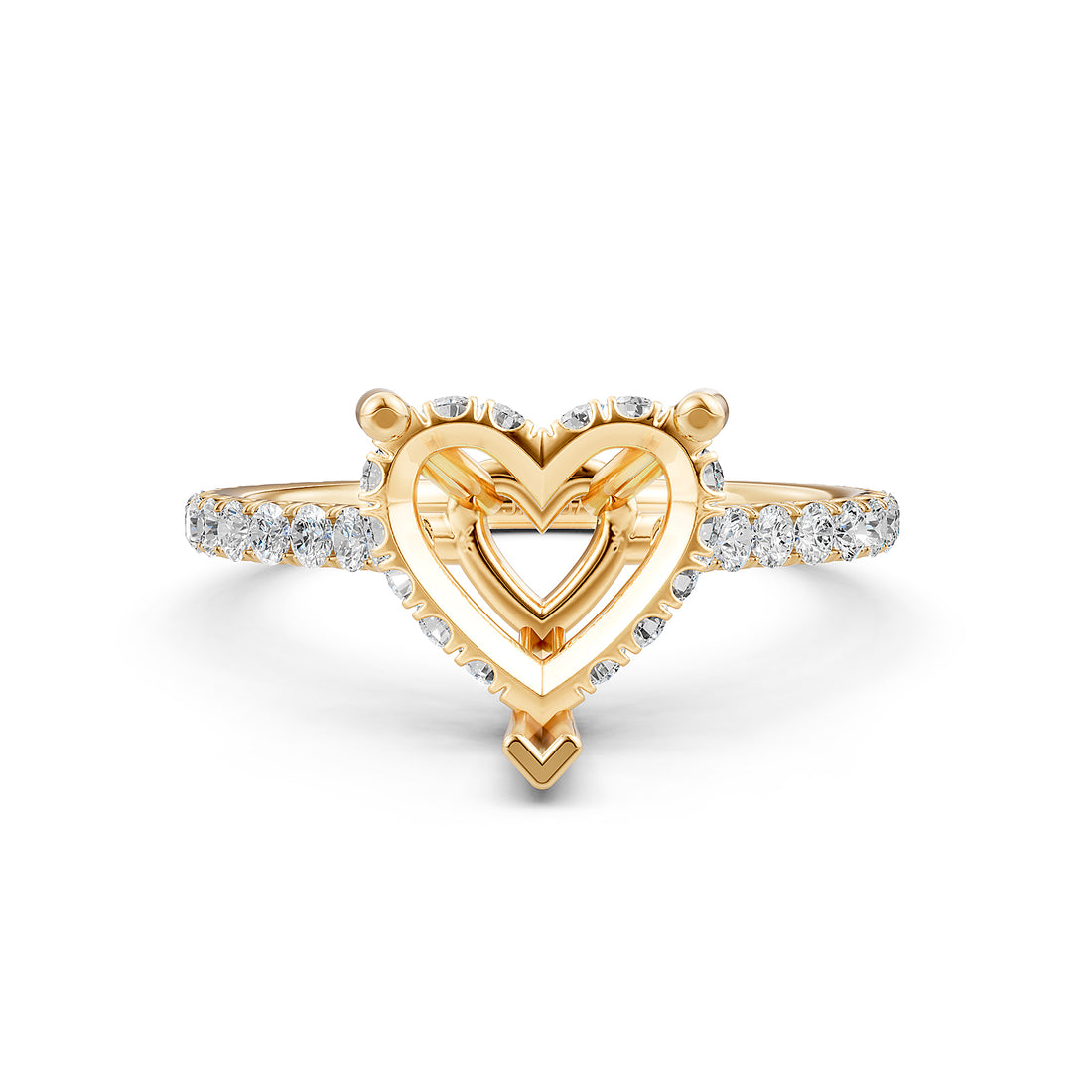 Hidden Halo U Pave Set Semi Mount Lab Grown Diamond Engagement Ring 0.47 Ct.